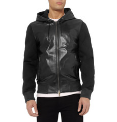 Givenchy Leather and Quilted-Neoprene Hooded Jacket