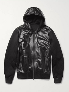 Givenchy Leather and Quilted-Neoprene Hooded Jacket