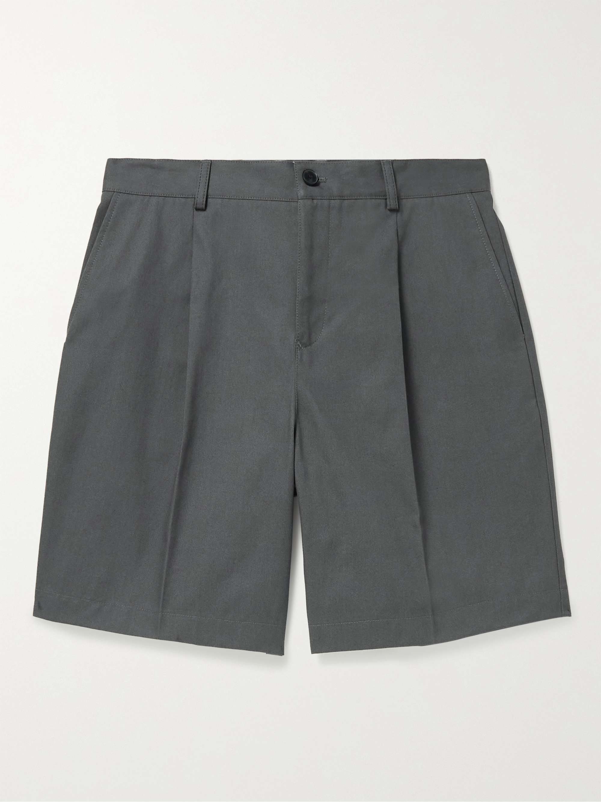 MR P. Pleated Cotton-Twill Shorts