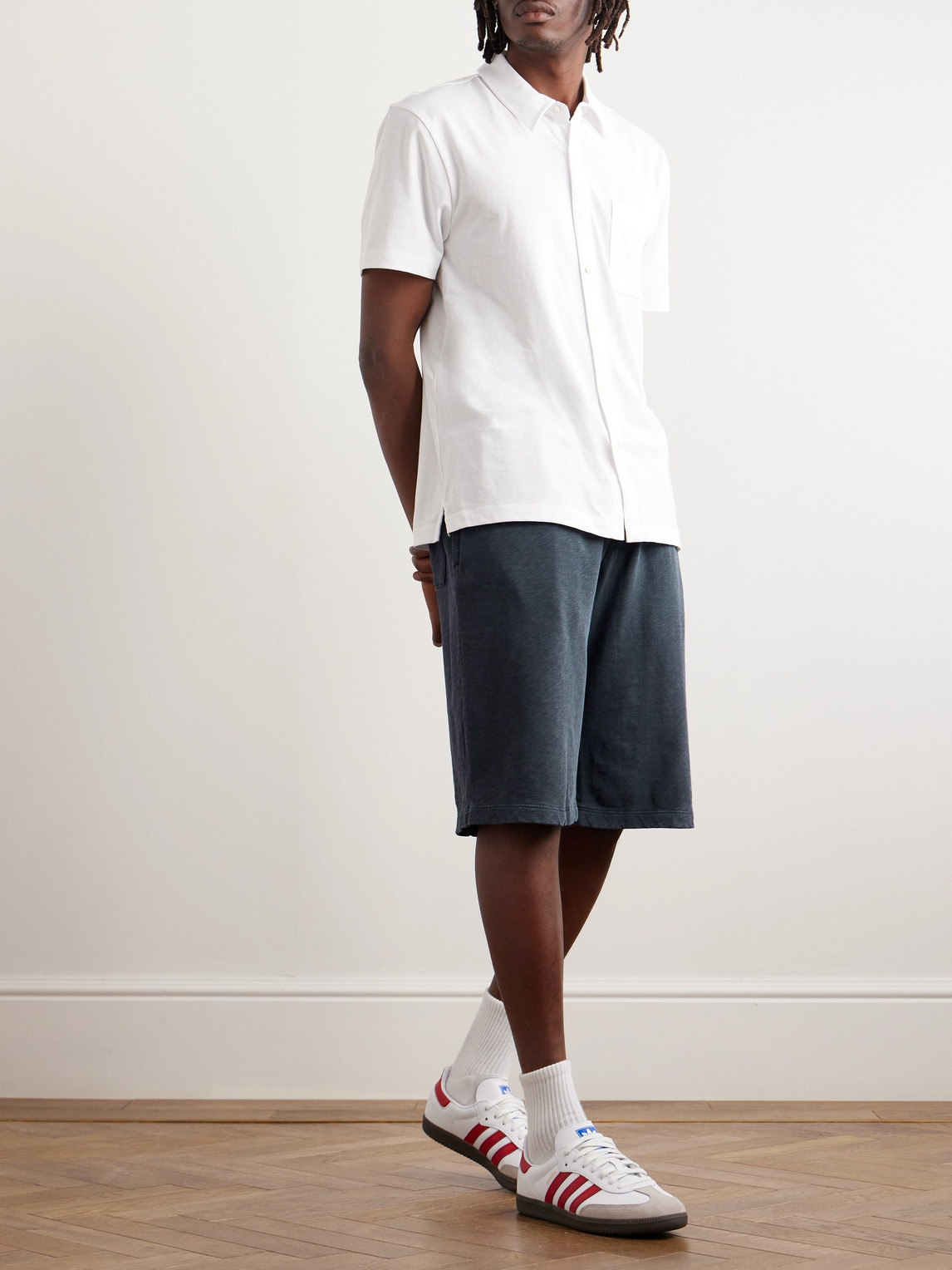 JAMES PERSE MÉLANGE LOOPBACK COTTON-JERSEY DRAWSTRING SHORTS