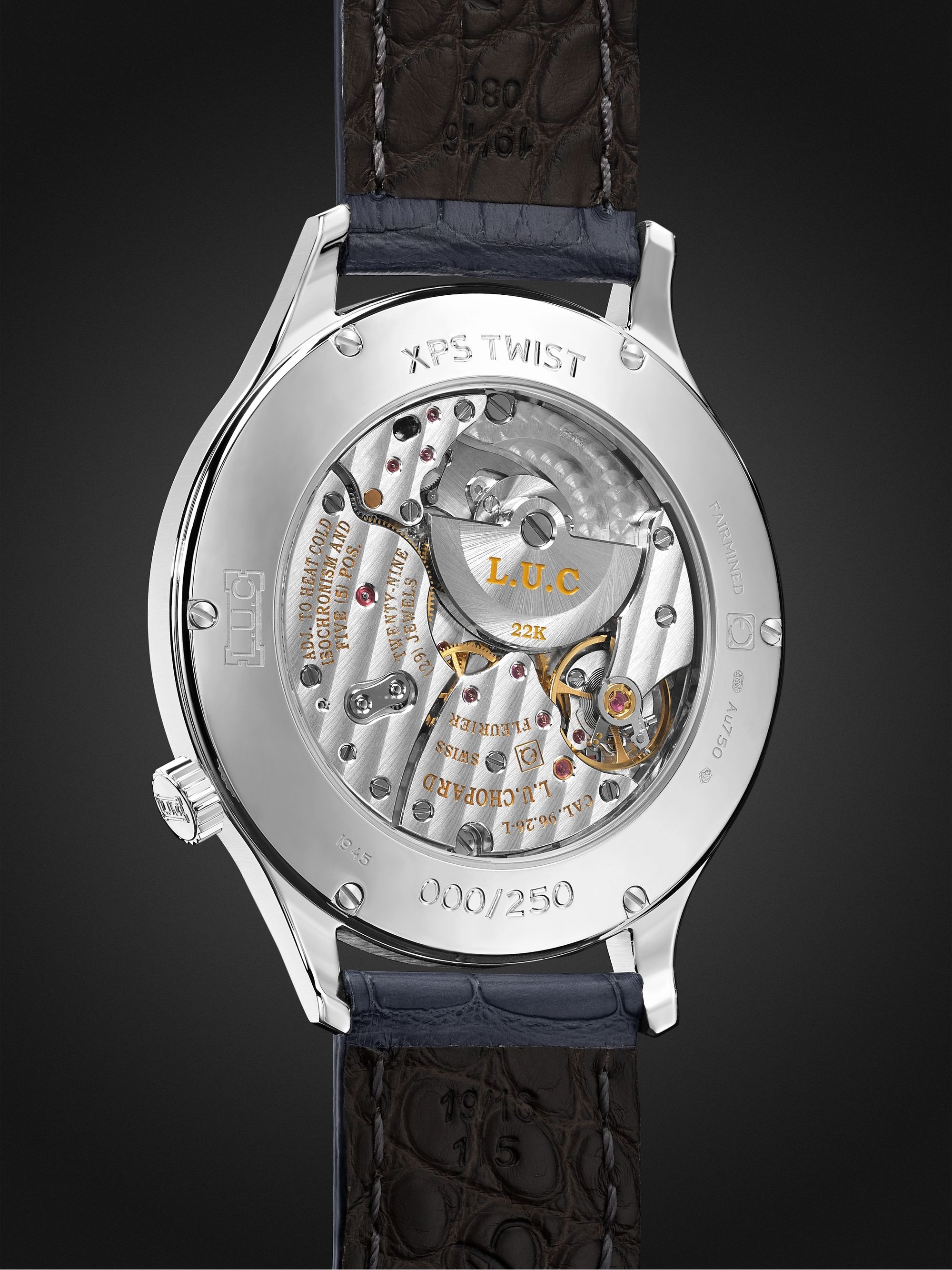 CHOPARD L.U.C XPS Twist QF Automatic 40mm 18-Karat White Gold and Alligator Watch, Ref. No. 161945-1001