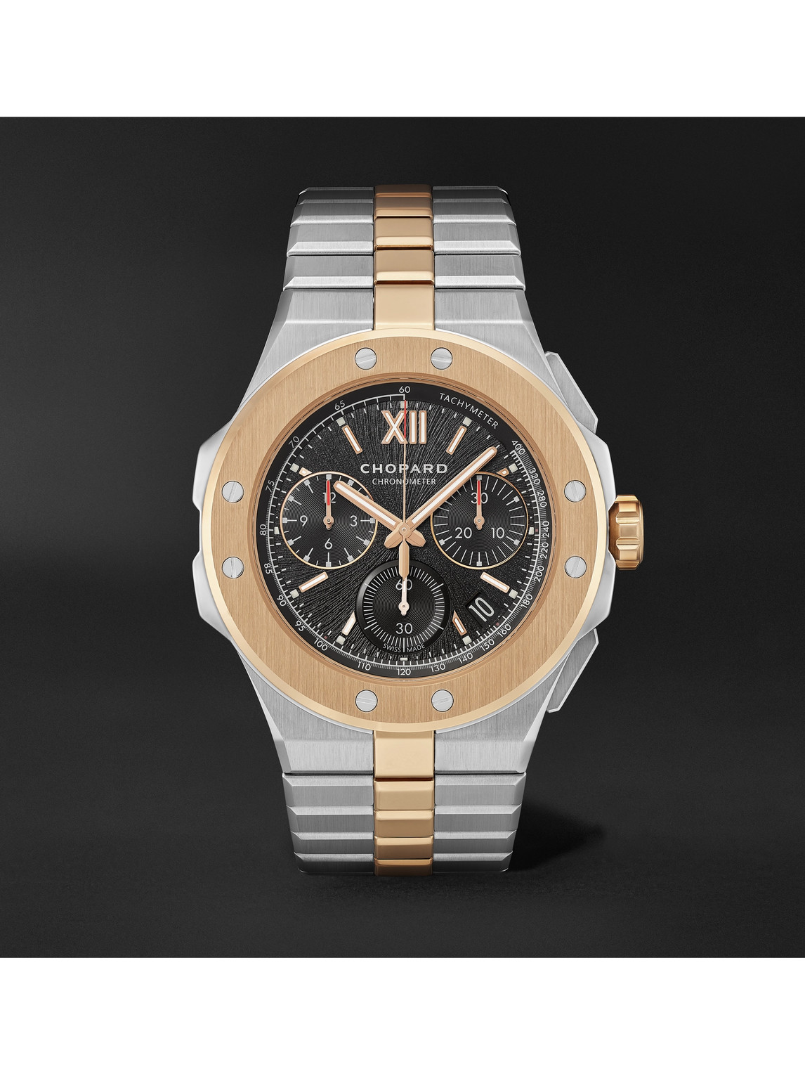 Chopard Alpine Eagle Xl Chrono Automatic 44mm Lucent Steel And 18-karat Rose Gold Watch, Ref. No. 298609-600 In Black