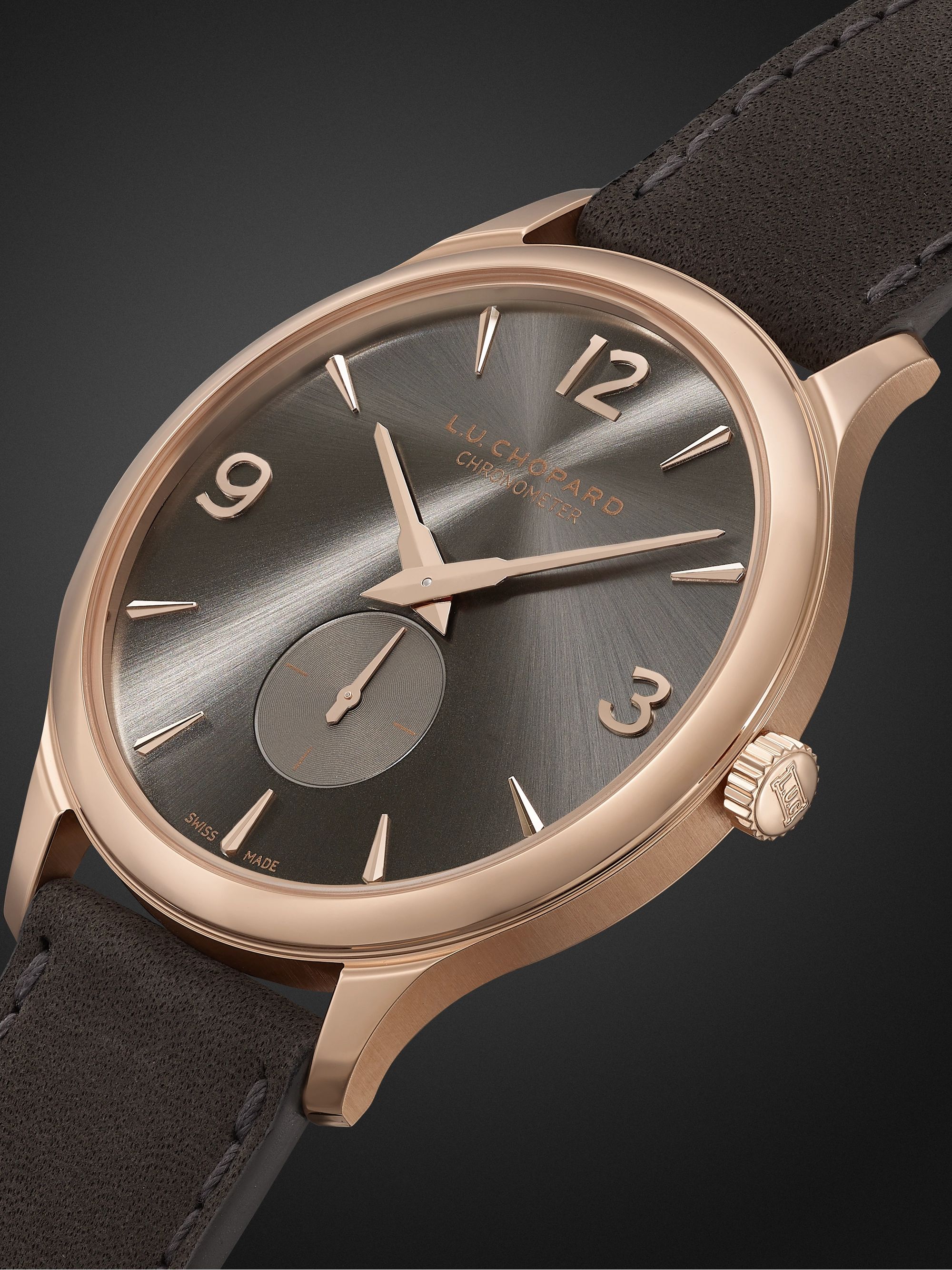 CHOPARD L.U.C XPS Automatic 40mm 18-Karat Rose Gold and Nubuck Watch, Ref. No. 161948-5003