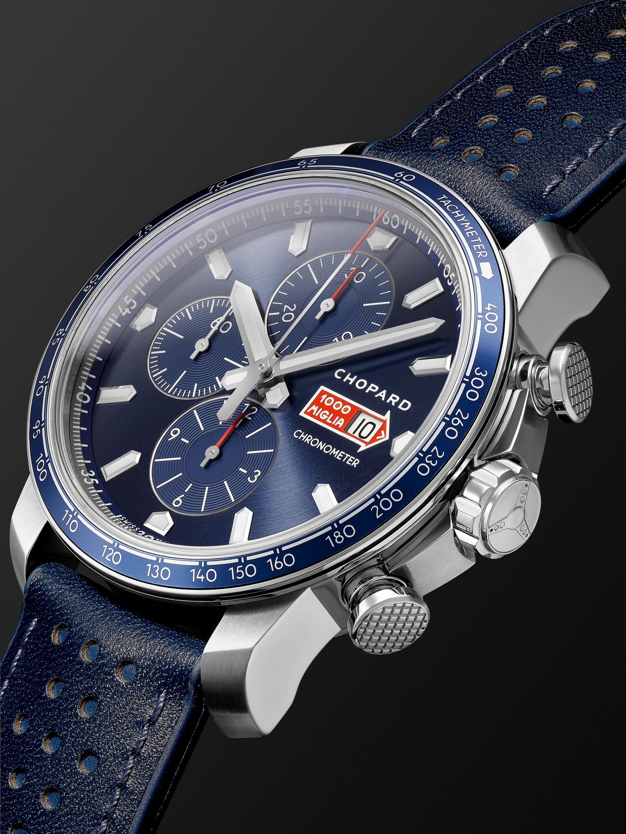 CHOPARD Mille Miglia GTS Azzurro Chrono Automatic Limited Edition 44mm Stainless Steel and Leather Watch, Ref. No. 168571-3007