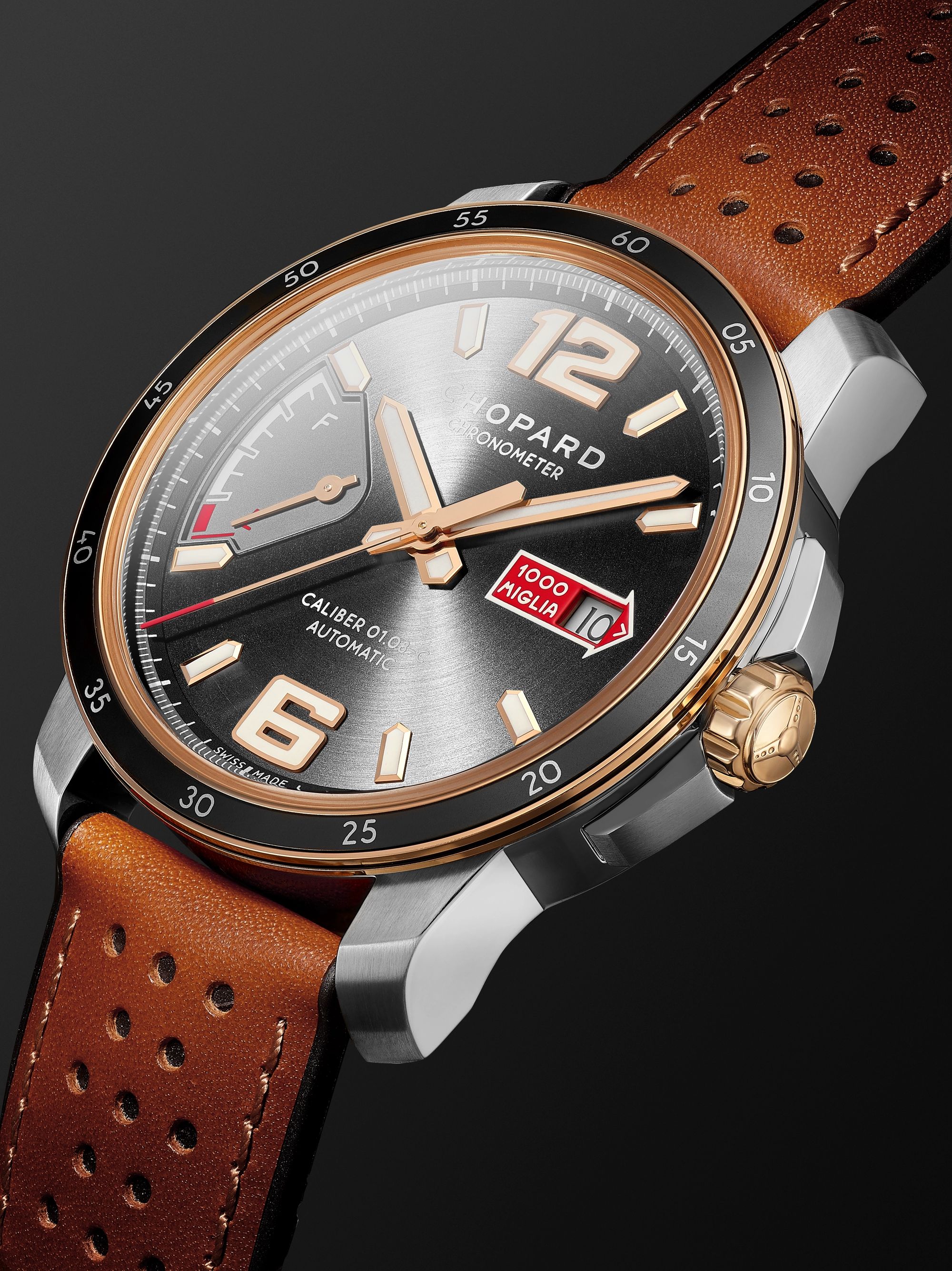 CHOPARD Mille Miglia GTS Power Control Limited Edition Automatic 43mm, 18-Karat Rose Gold, Stainless Steel and Leather Watch, Ref. No.