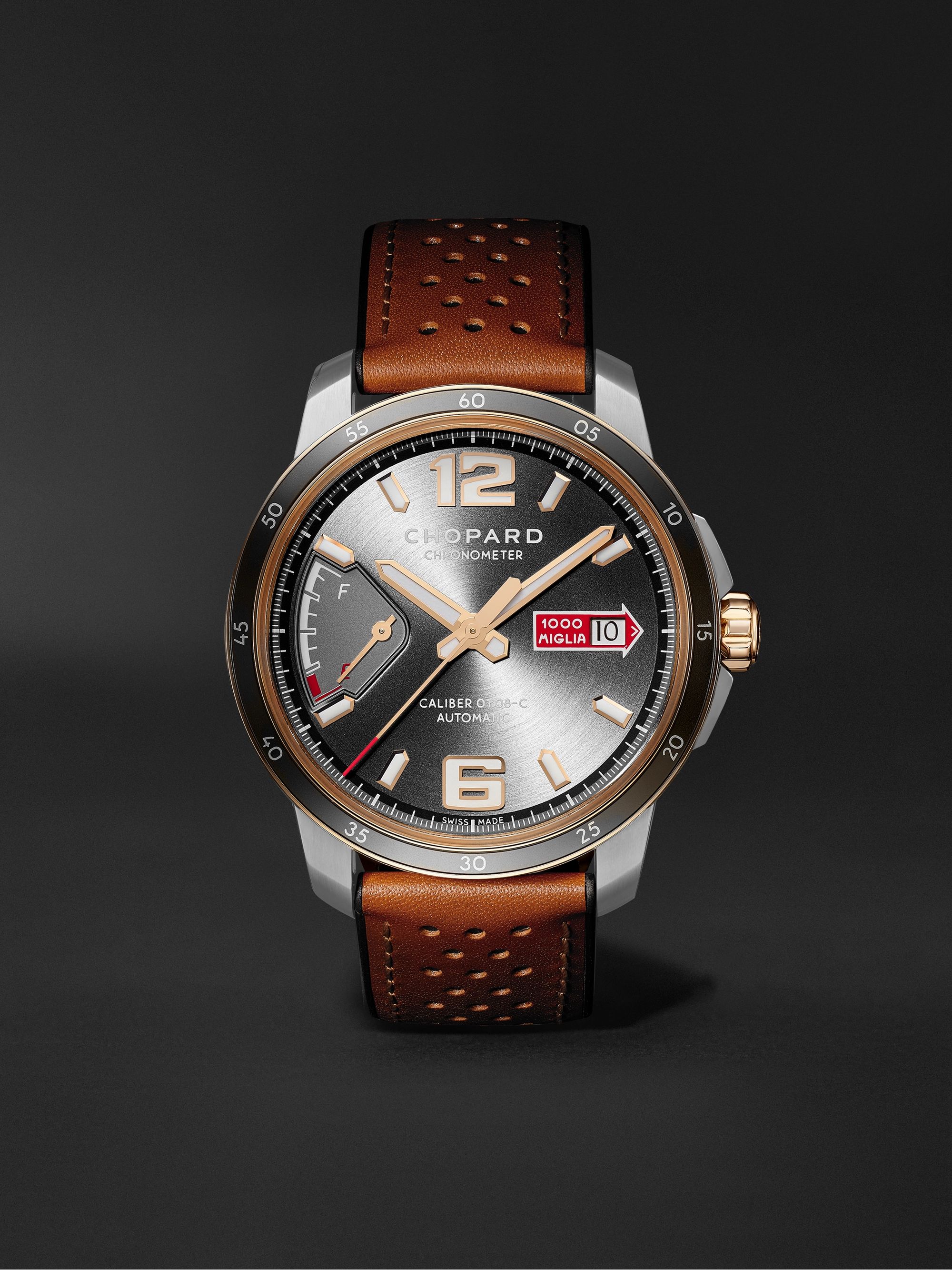 CHOPARD Mille Miglia GTS Power Control Limited Edition Automatic 43mm, 18-Karat Rose Gold, Stainless Steel and Leather Watch, Ref. No.