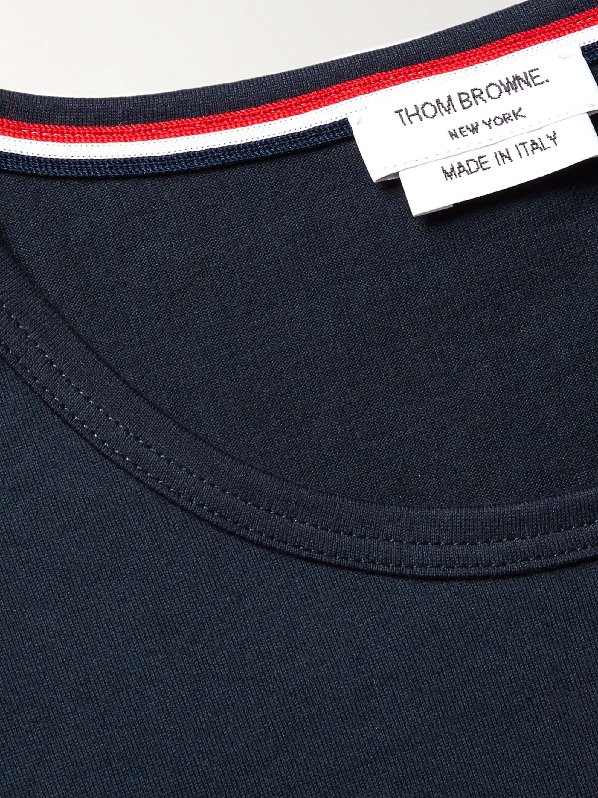 THOM BROWNE Slim-Fit Grosgrain-Trimmed Cotton-Jersey T-Shirt