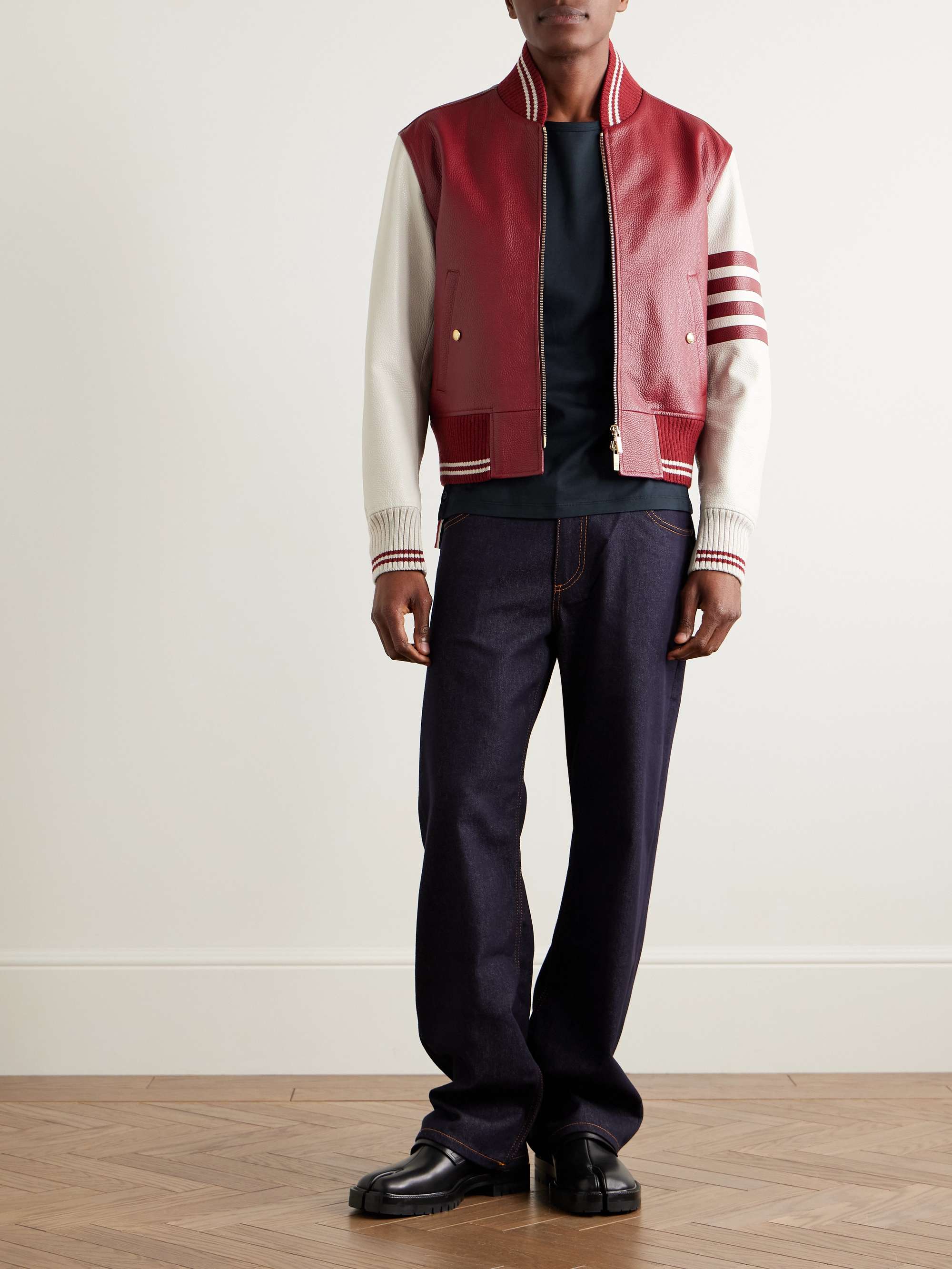 THOM BROWNE Slim-Fit Grosgrain-Trimmed Cotton-Jersey T-Shirt