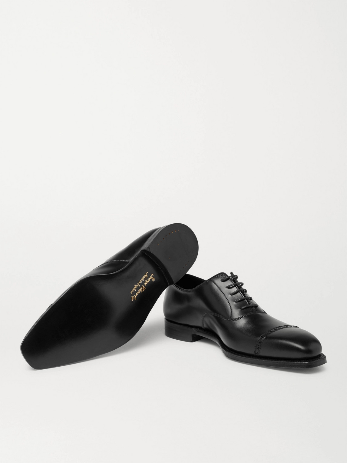 Shop George Cleverley Charles Cap-toe Leather Oxford Shoes In Black