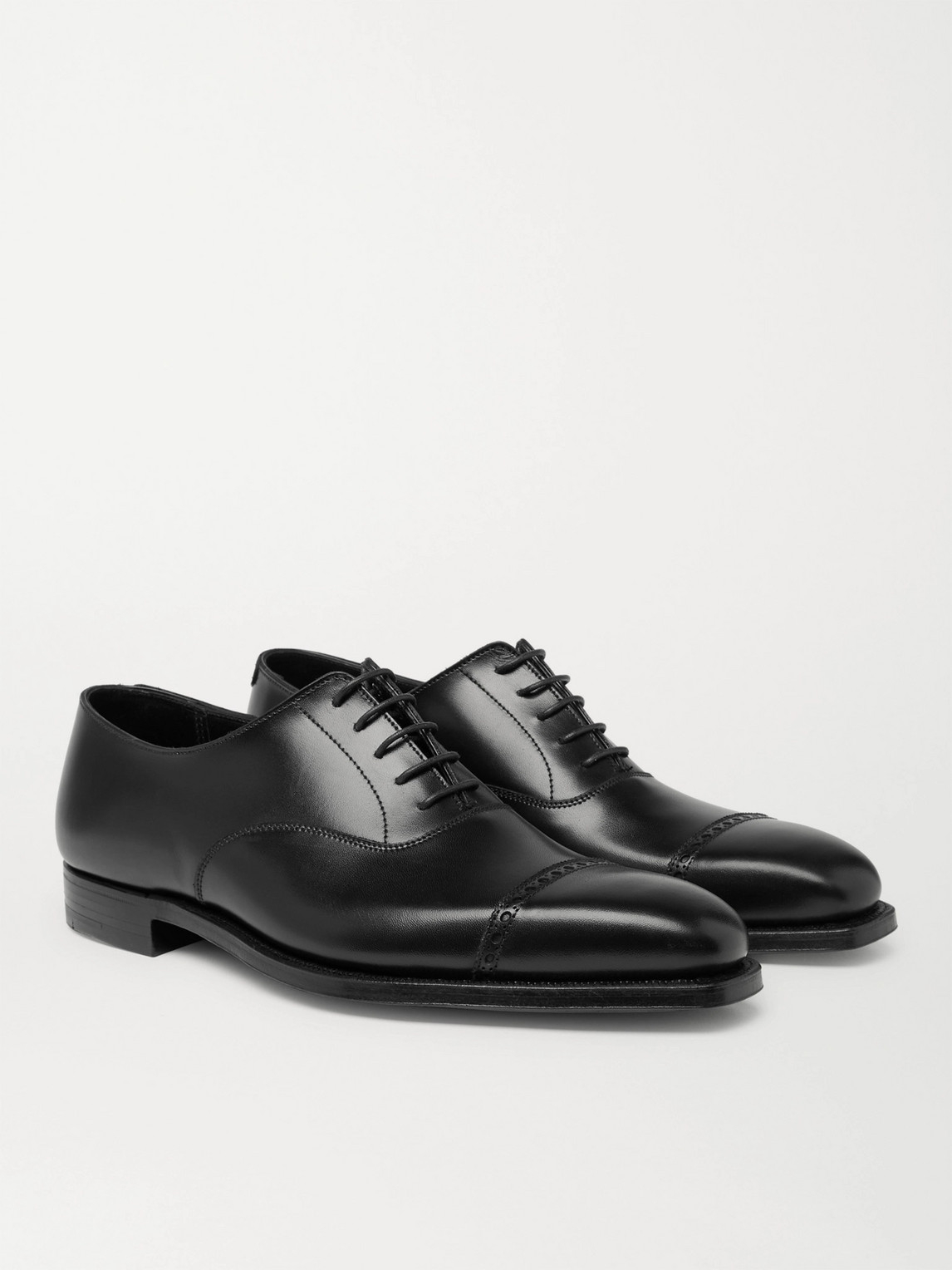 Shop George Cleverley Charles Cap-toe Leather Oxford Shoes In Black