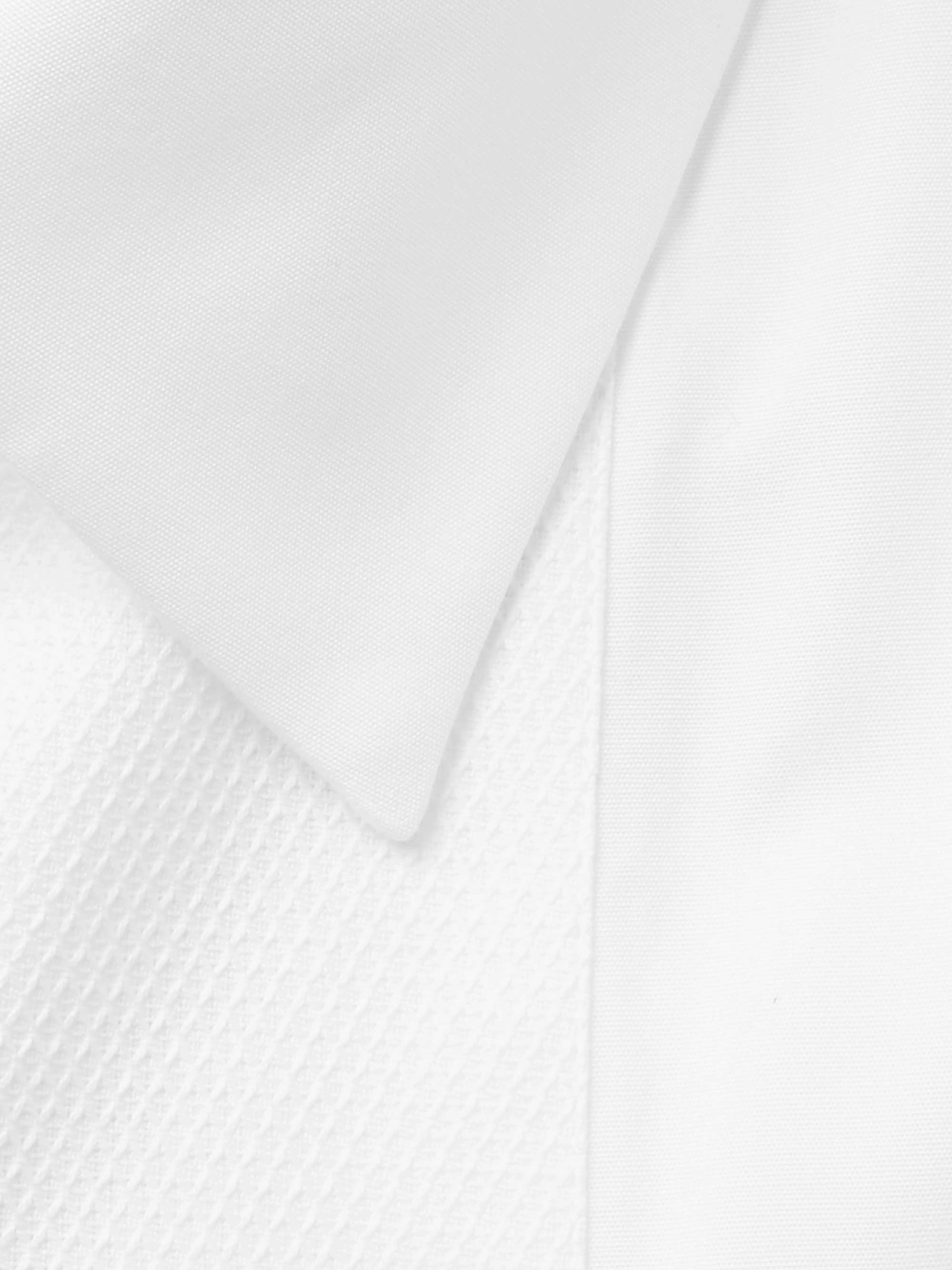 PRADA White Double-Cuff Bib-Front Cotton Tuxedo Shirt