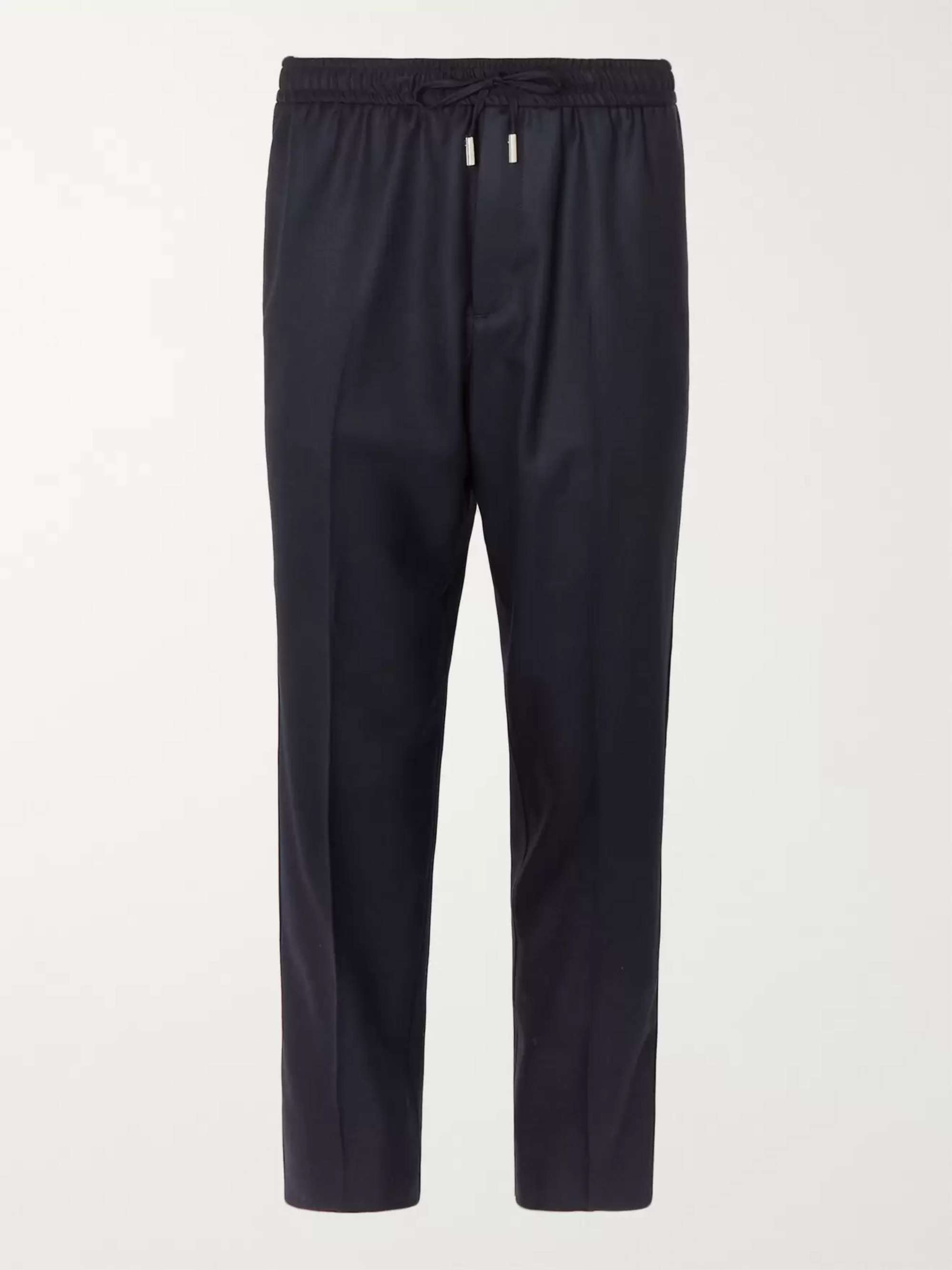 MR P. Slim-Fit Midnight-Blue Worsted-Wool Drawstring Trousers | MR PORTER
