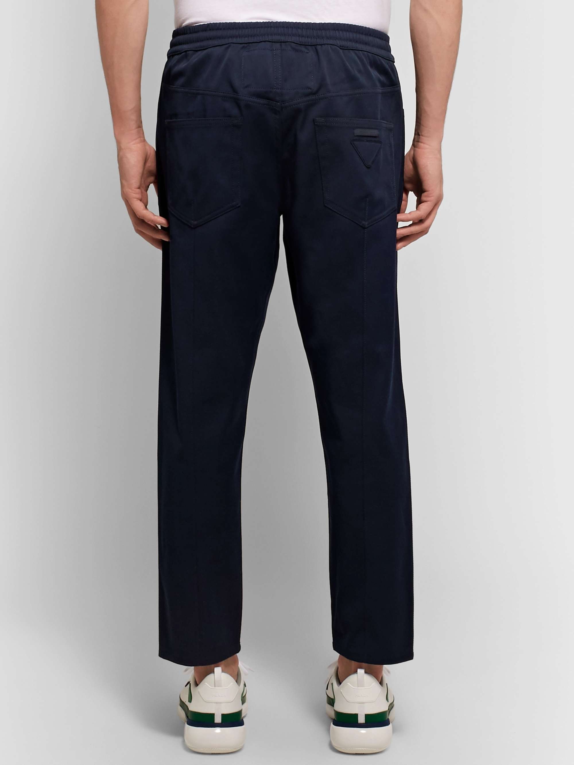 PRADA Navy Cropped Cotton-Twill Trousers