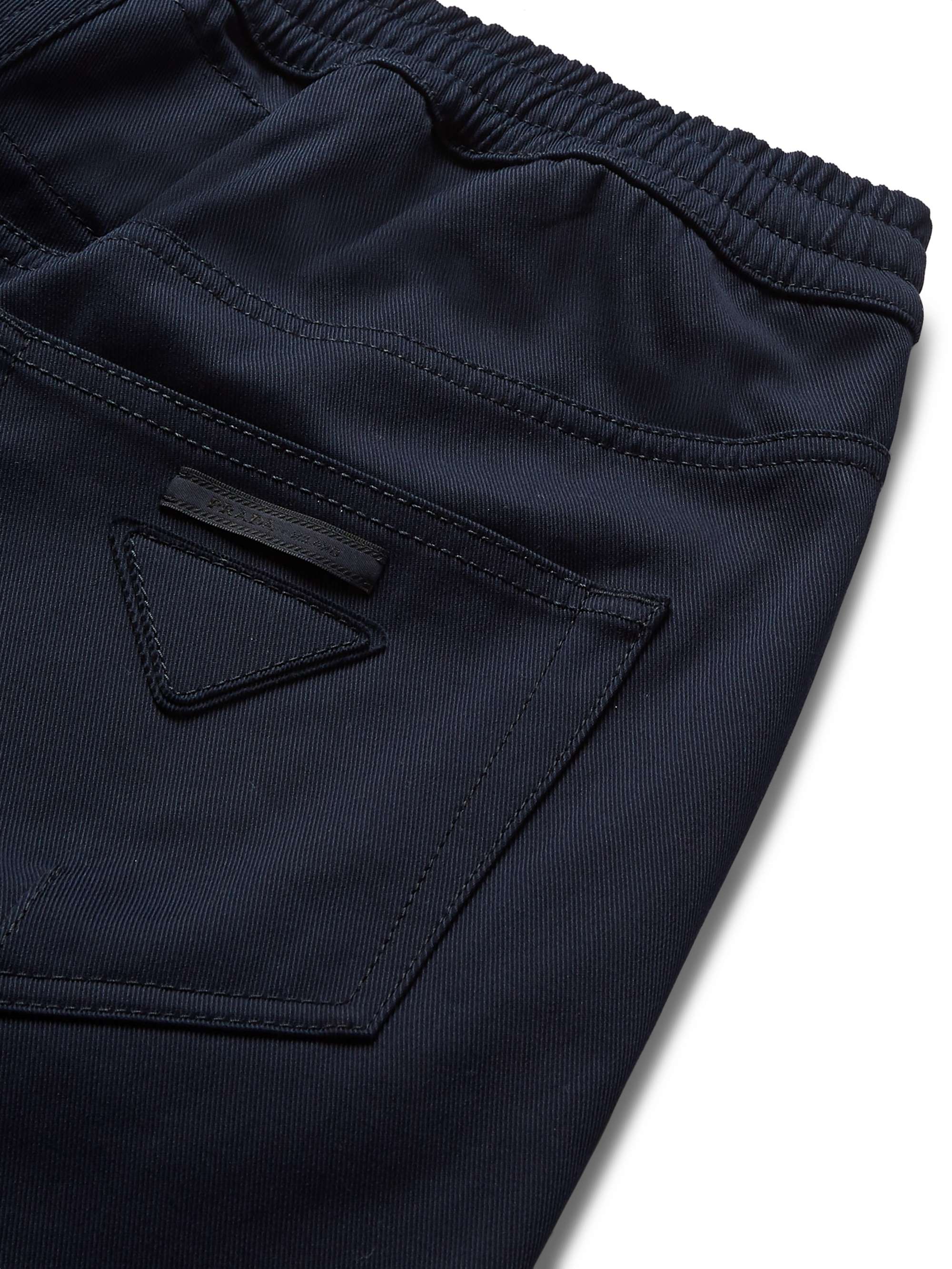 PRADA Navy Cropped Cotton-Twill Trousers