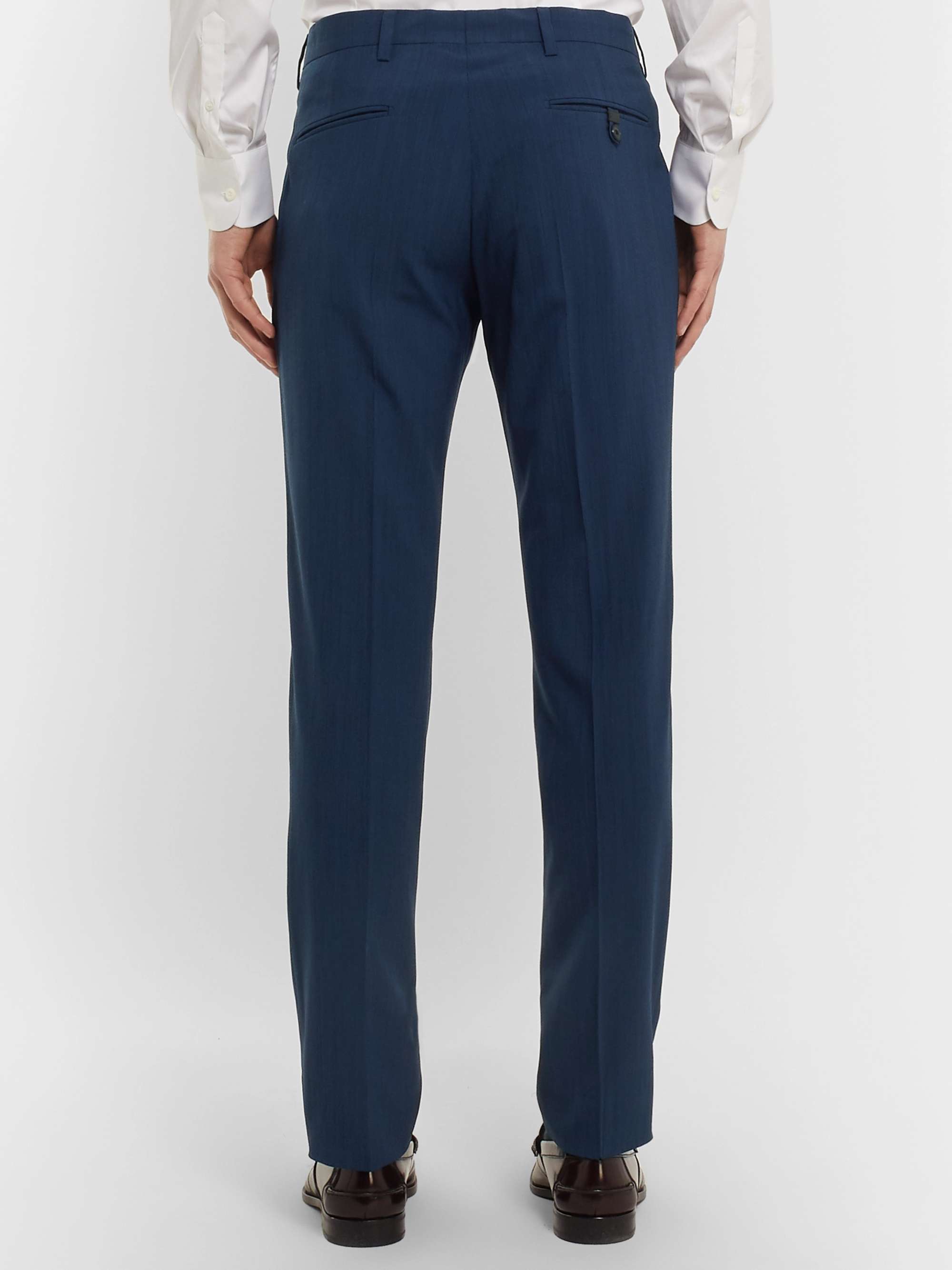 PRADA Navy Slim-Fit Mélange Wool-Blend Suit Trousers