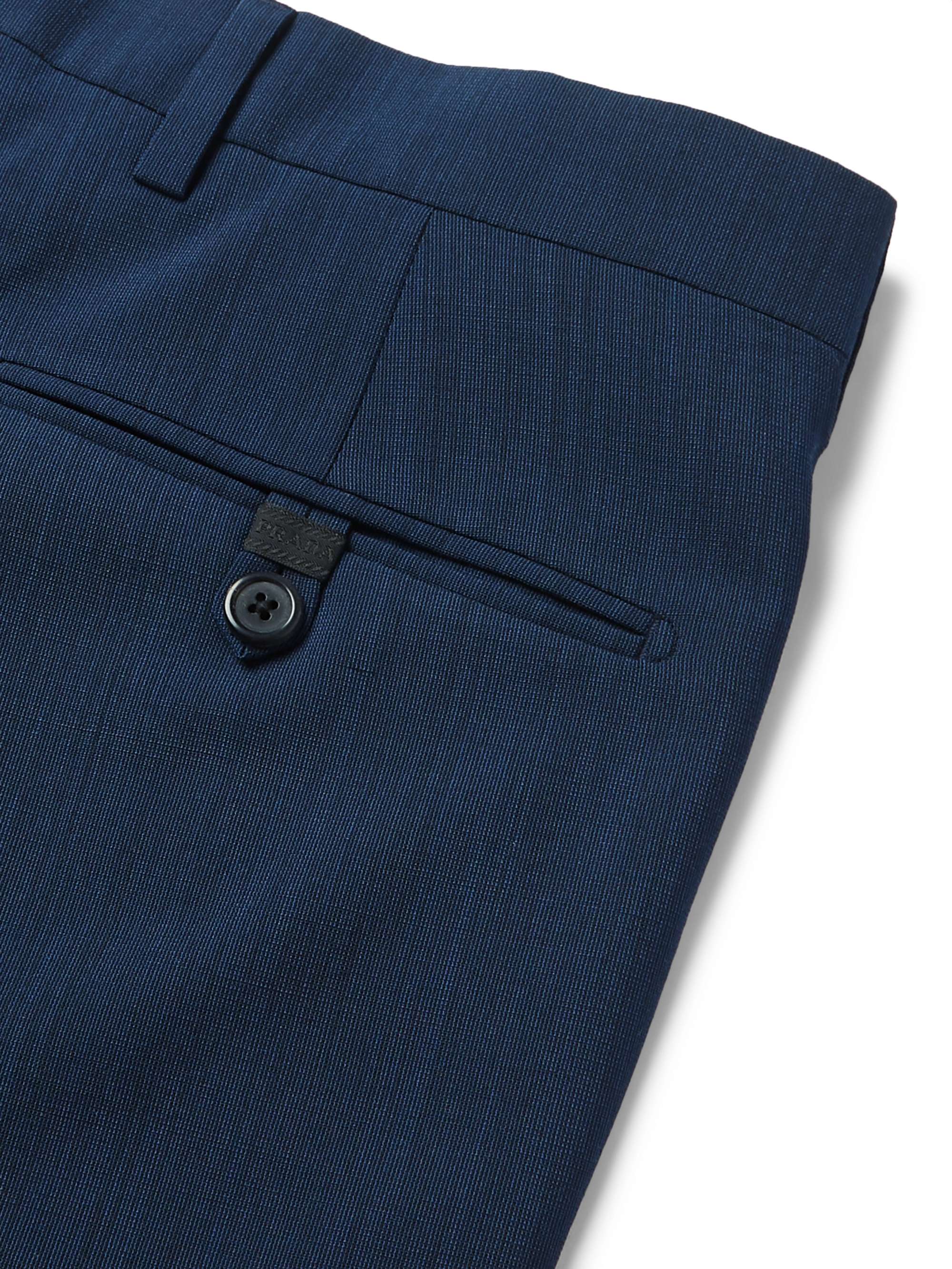 PRADA Navy Slim-Fit Mélange Wool-Blend Suit Trousers
