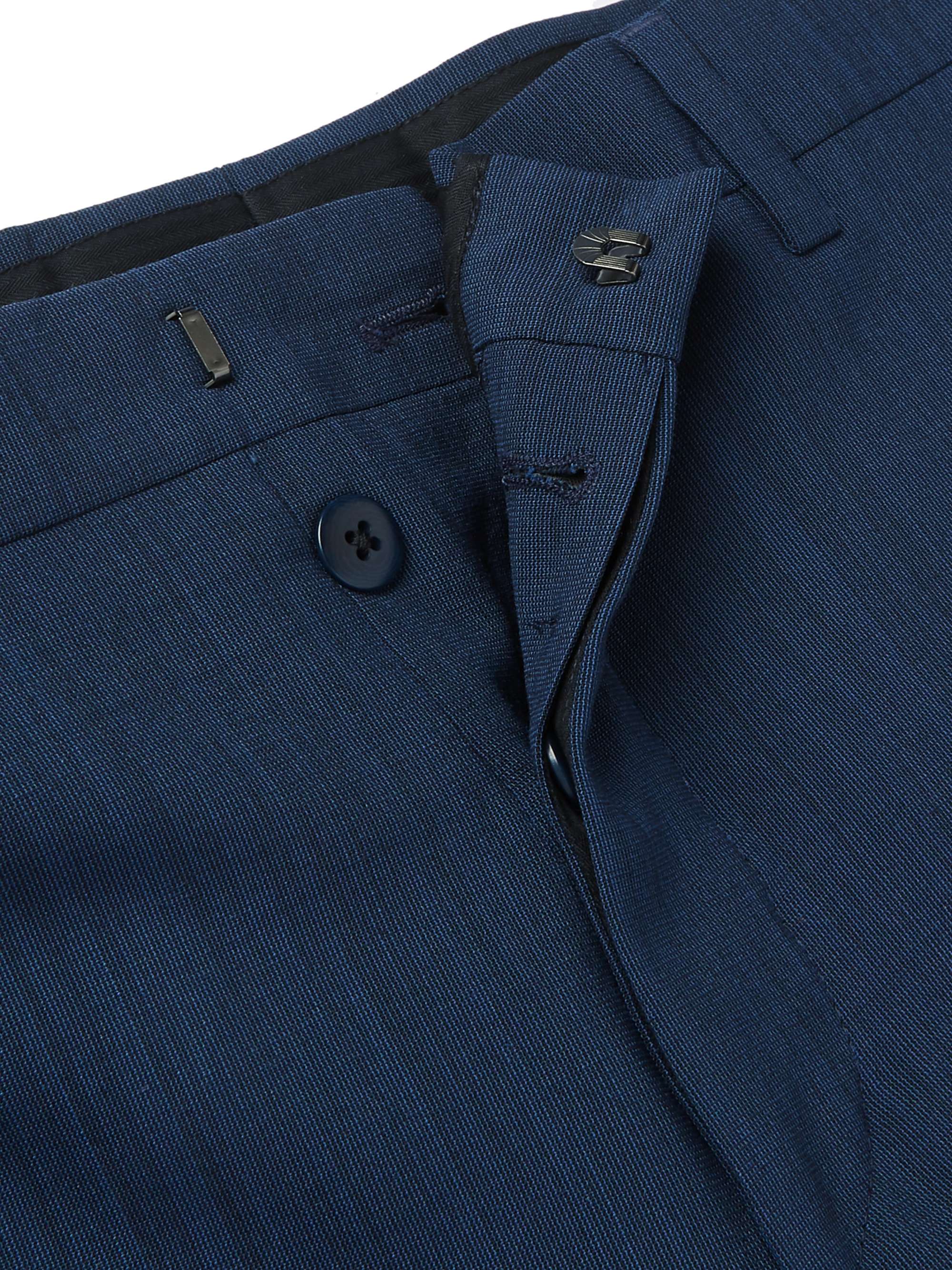 PRADA Navy Slim-Fit Mélange Wool-Blend Suit Trousers