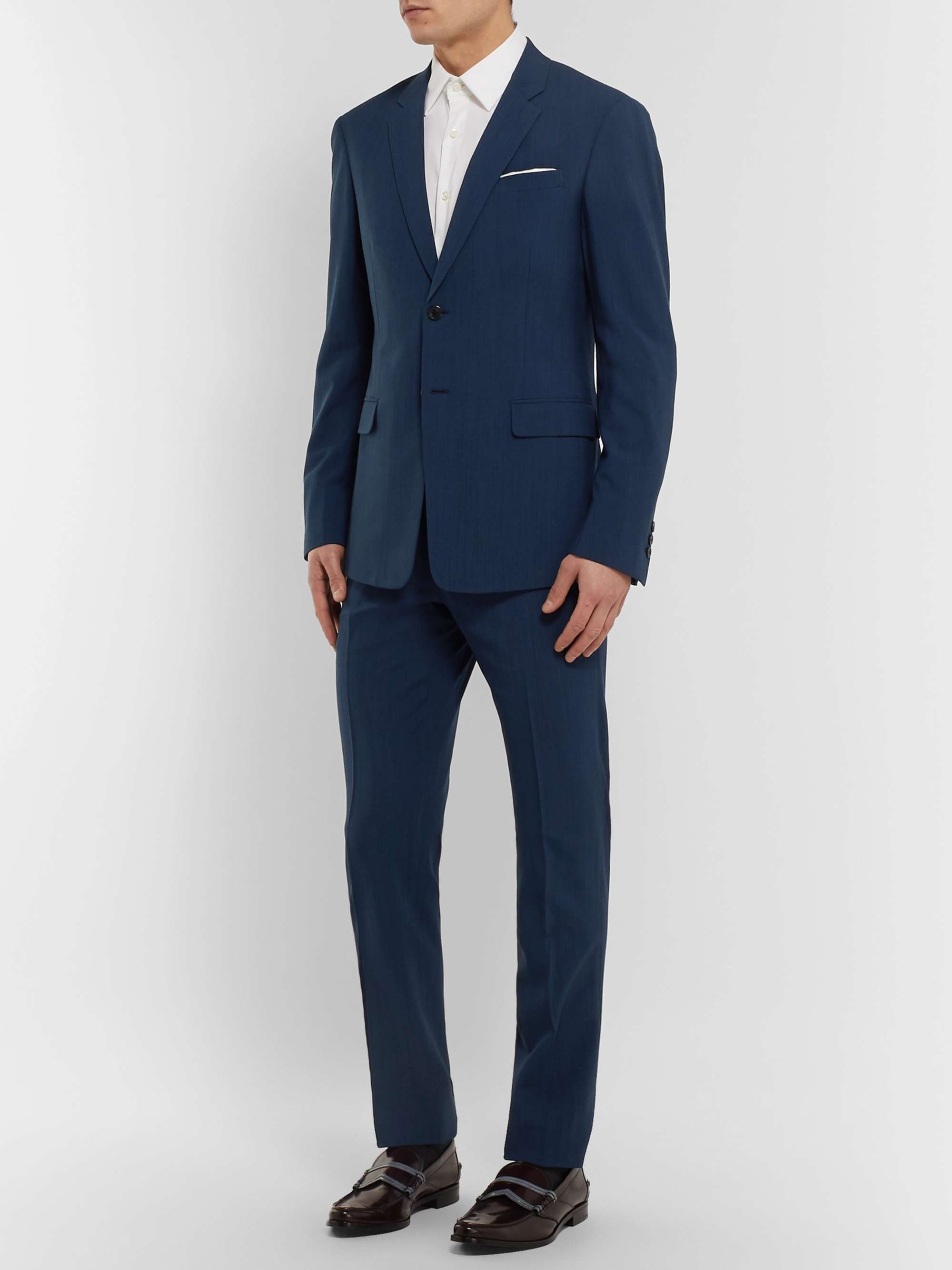 PRADA Navy Slim-Fit Mélange Wool-Blend Suit Trousers
