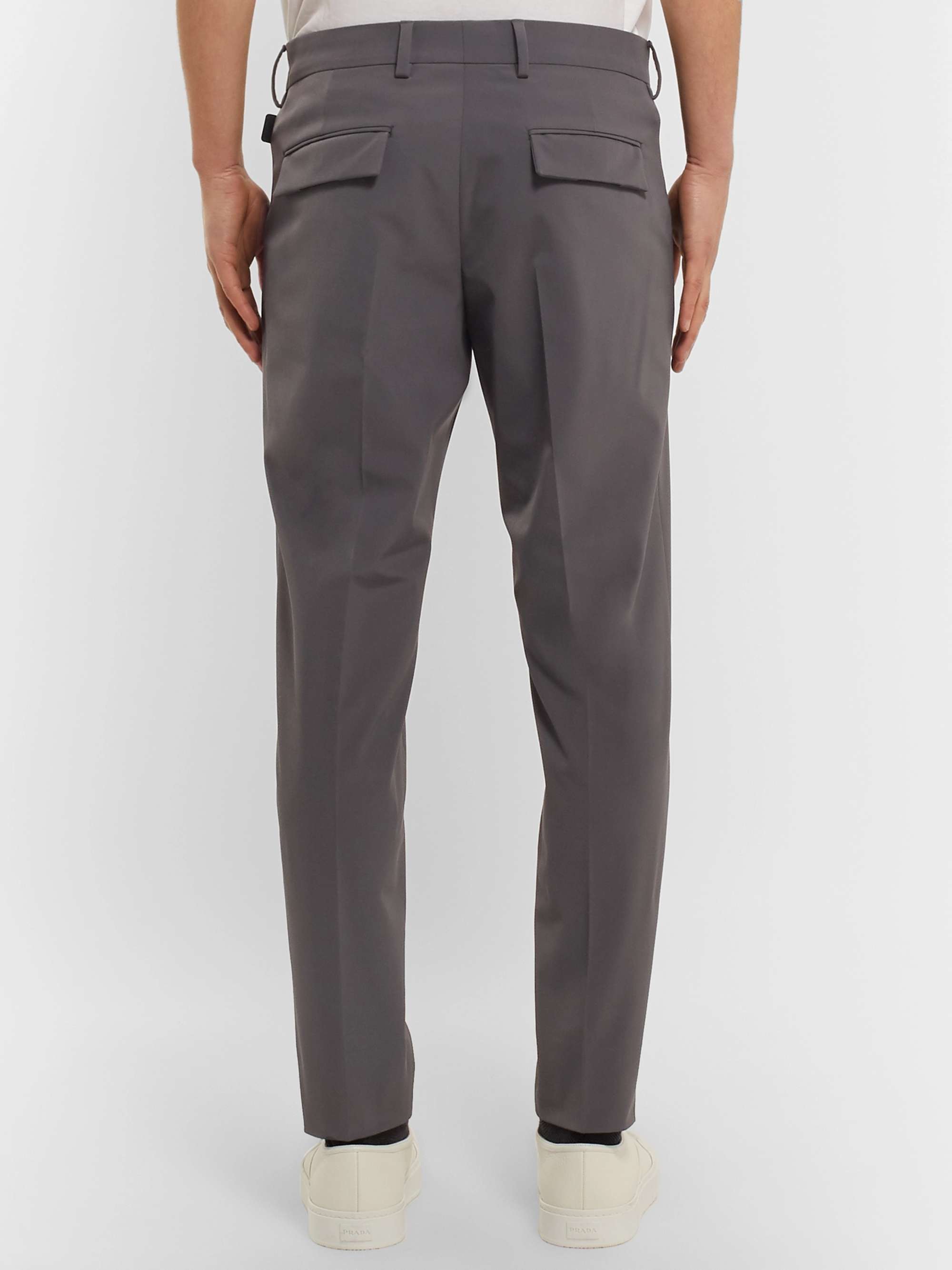 PRADA Grey Slim-Fit Tapered Tech-Twill Trousers