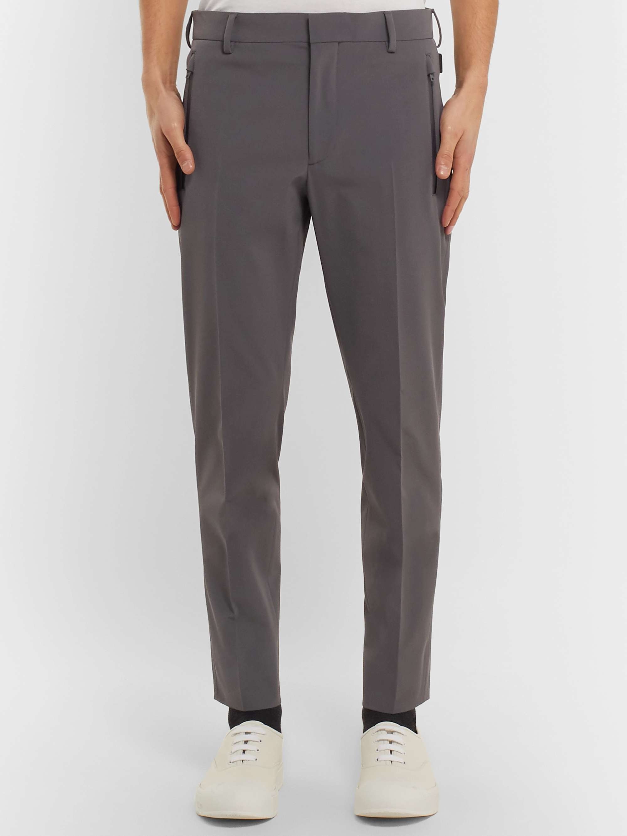 PRADA Grey Slim-Fit Tapered Tech-Twill Trousers