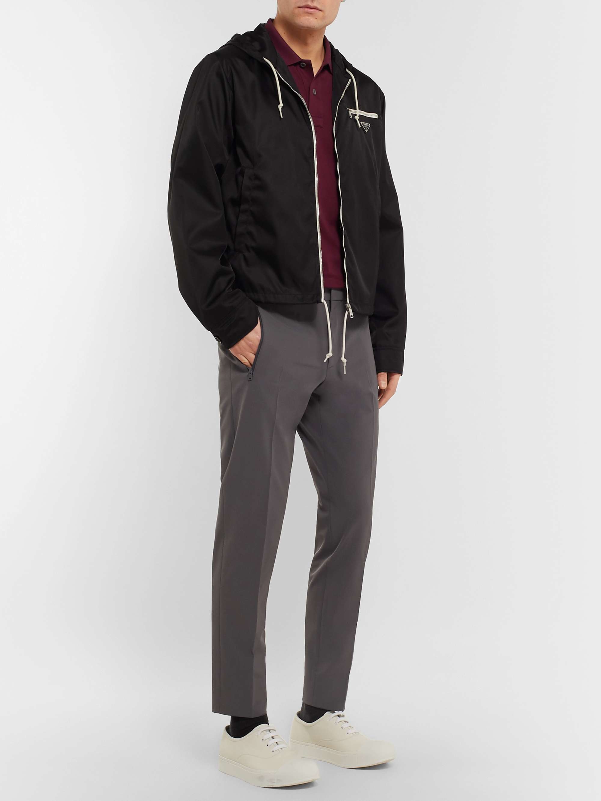 PRADA Grey Slim-Fit Tapered Tech-Twill Trousers