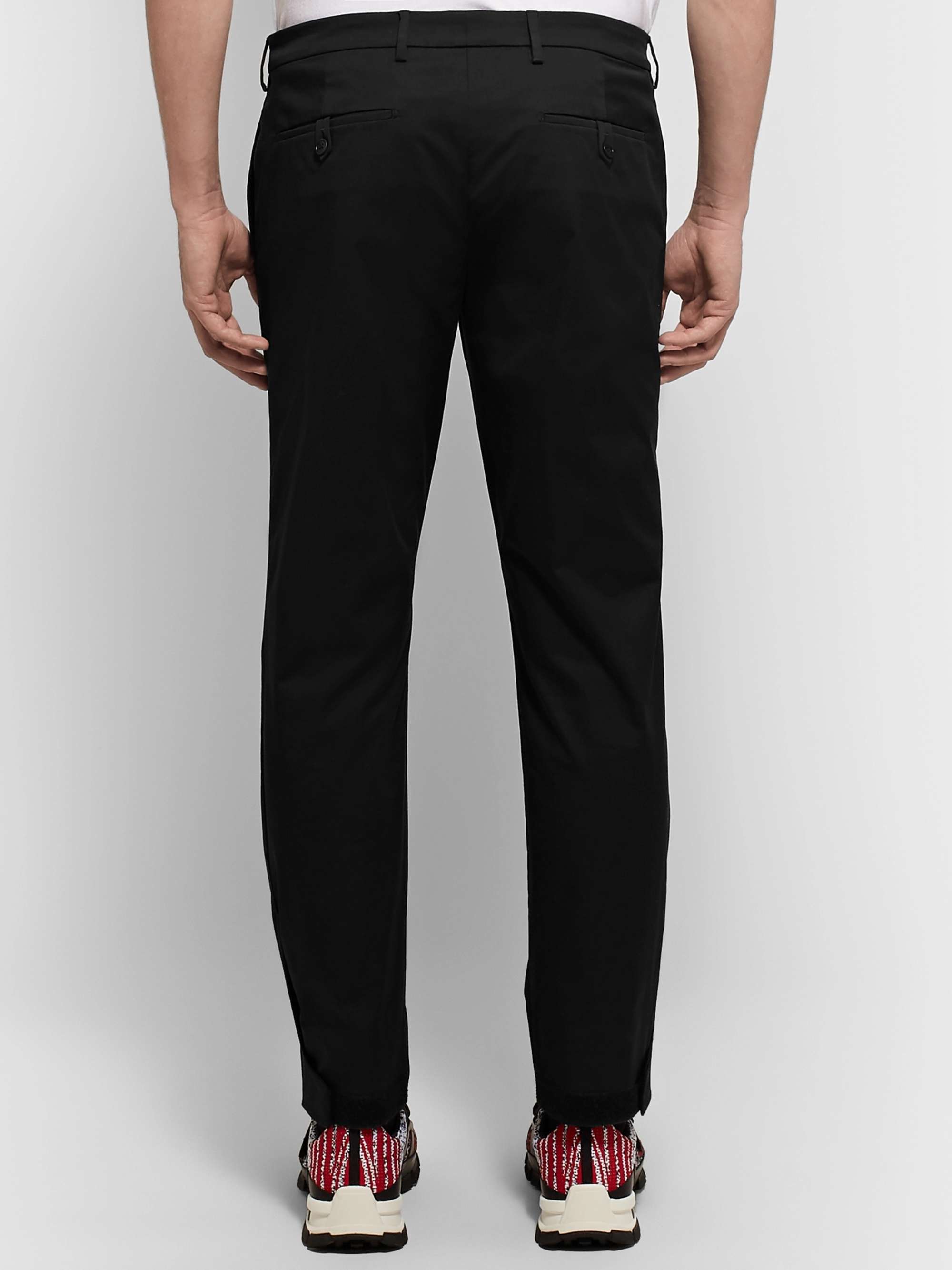 PRADA Black Slim-Fit Tapered Stretch-Cotton Gabardine Trousers