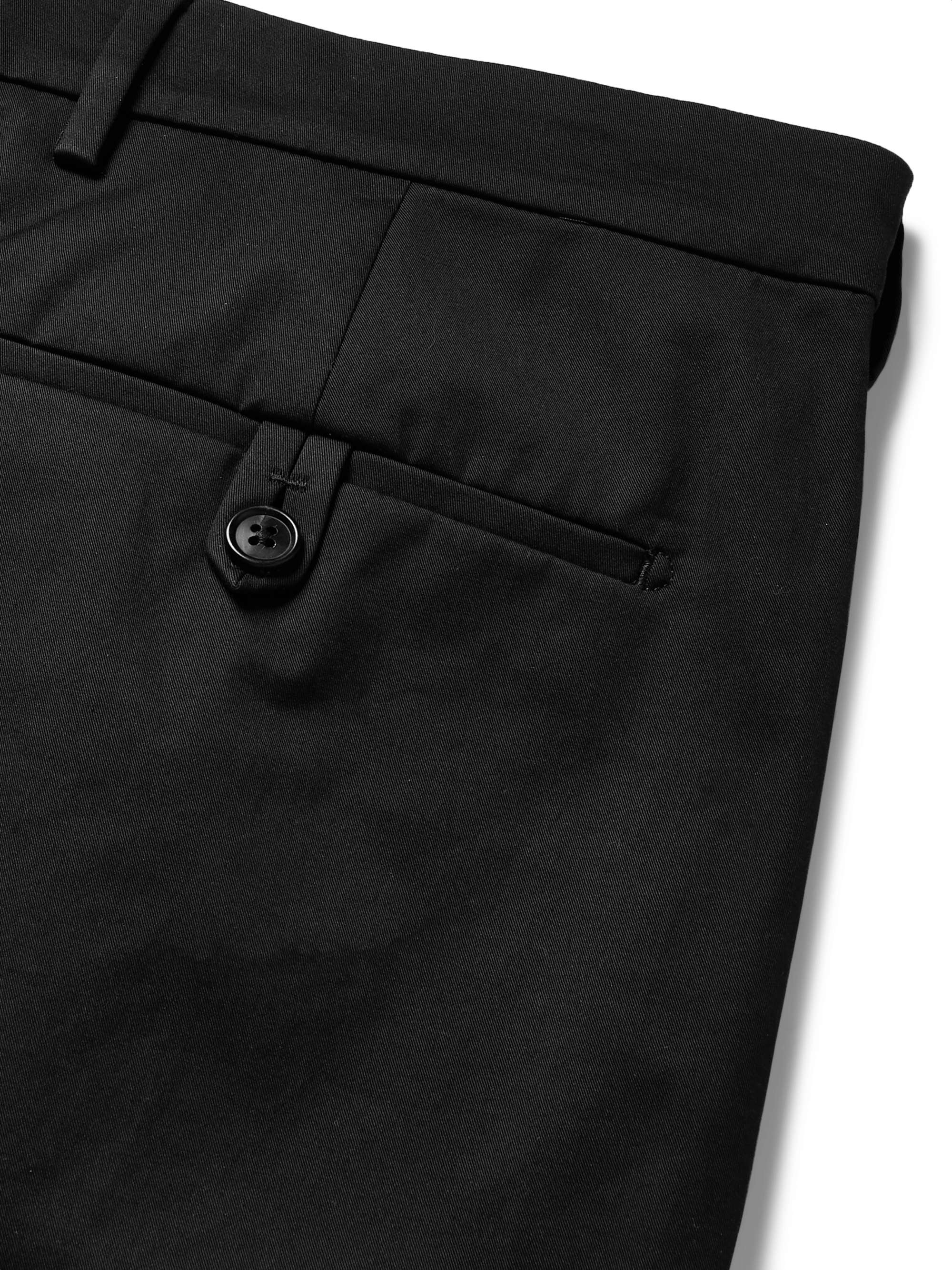 PRADA Black Slim-Fit Tapered Stretch-Cotton Gabardine Trousers
