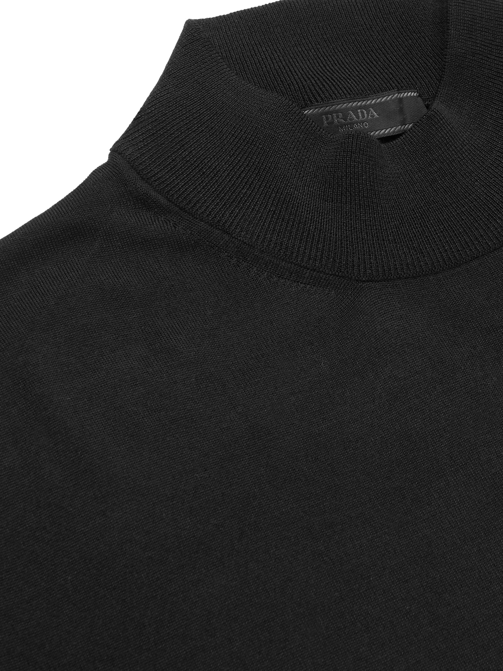 PRADA Logo-Intarsia Mock-Neck Virgin Wool Sweater for Men | MR PORTER