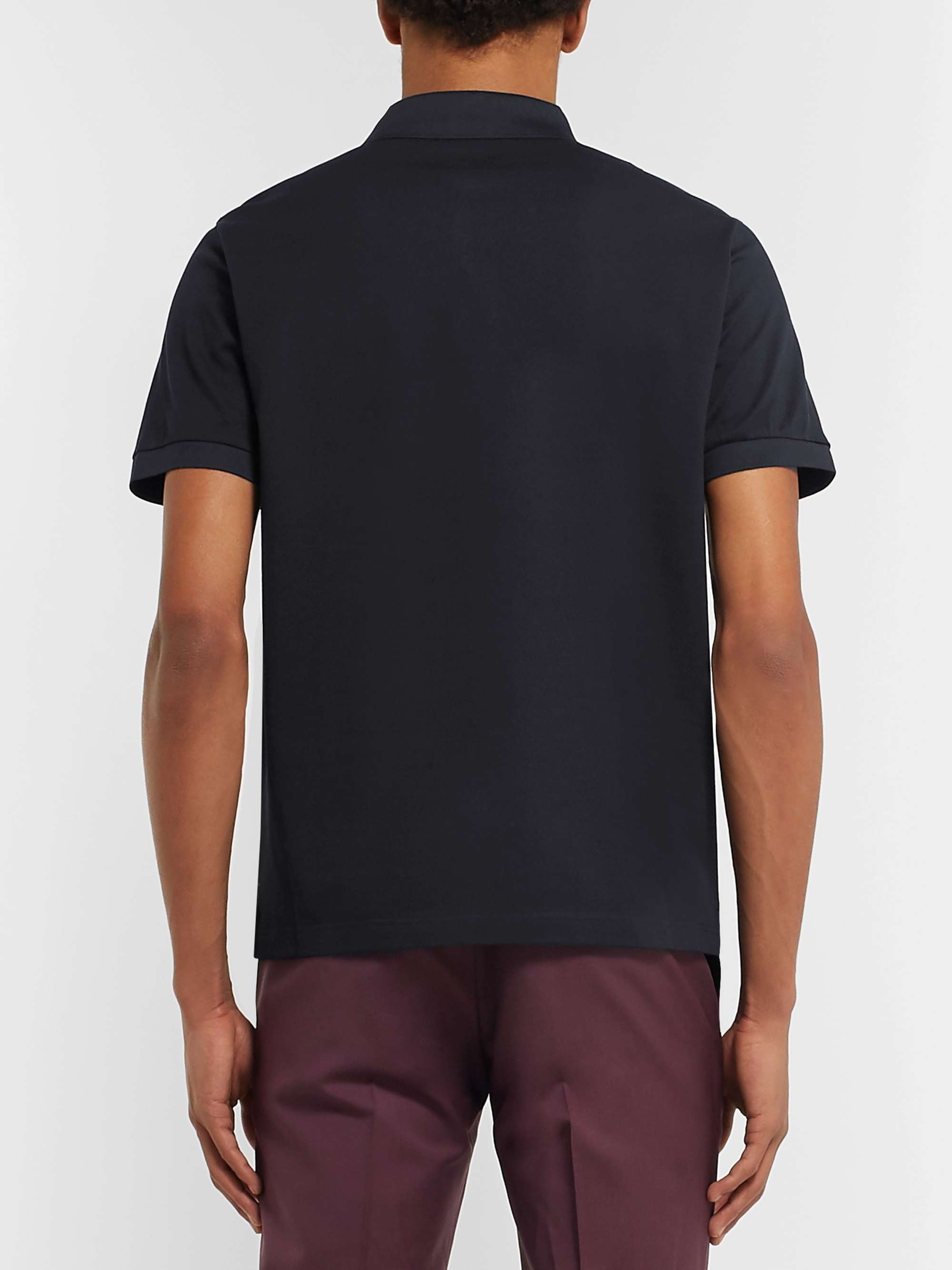 PRADA Logo-Appliquéd Cotton-Piqué Polo Shirt
