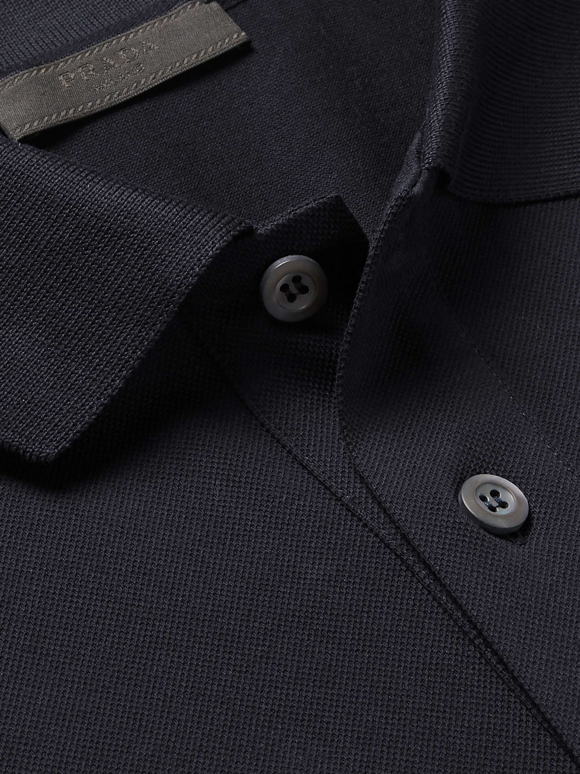 PRADA Logo-Appliquéd Cotton-Piqué Polo Shirt