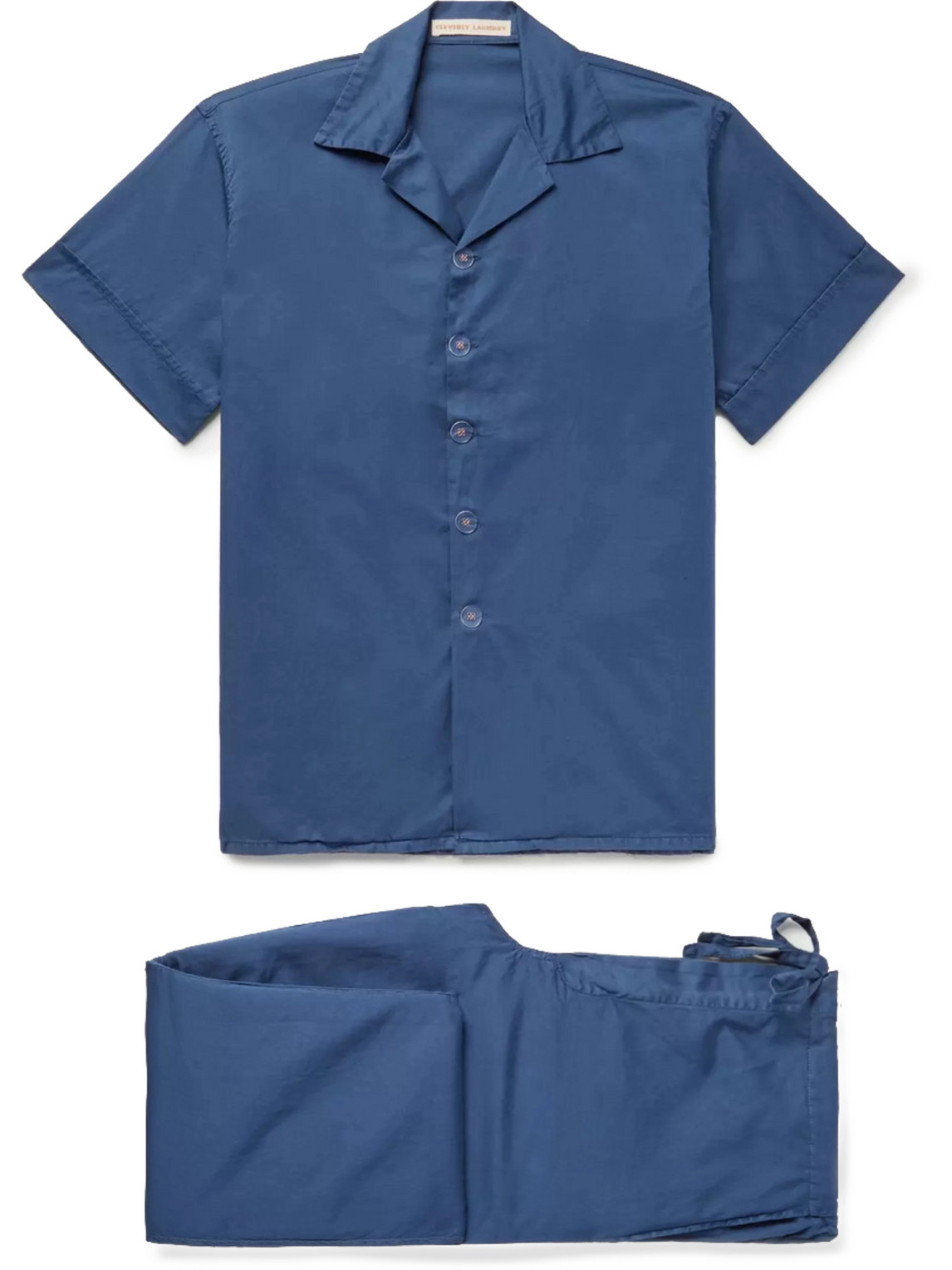 Cleverly Laundry Washed-cotton Pyjama Set In Blue