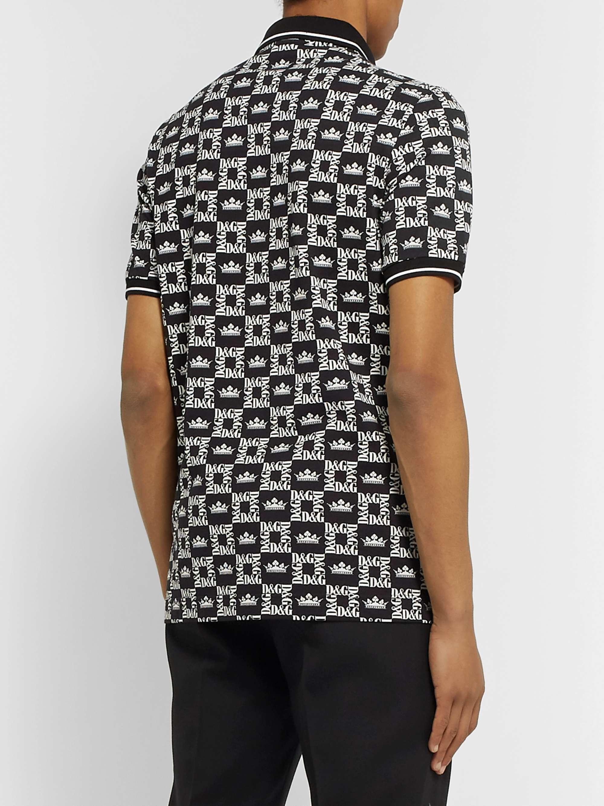 DOLCE&GABBANA Slim-Fit Printed Cotton-Piqué Polo Shirt