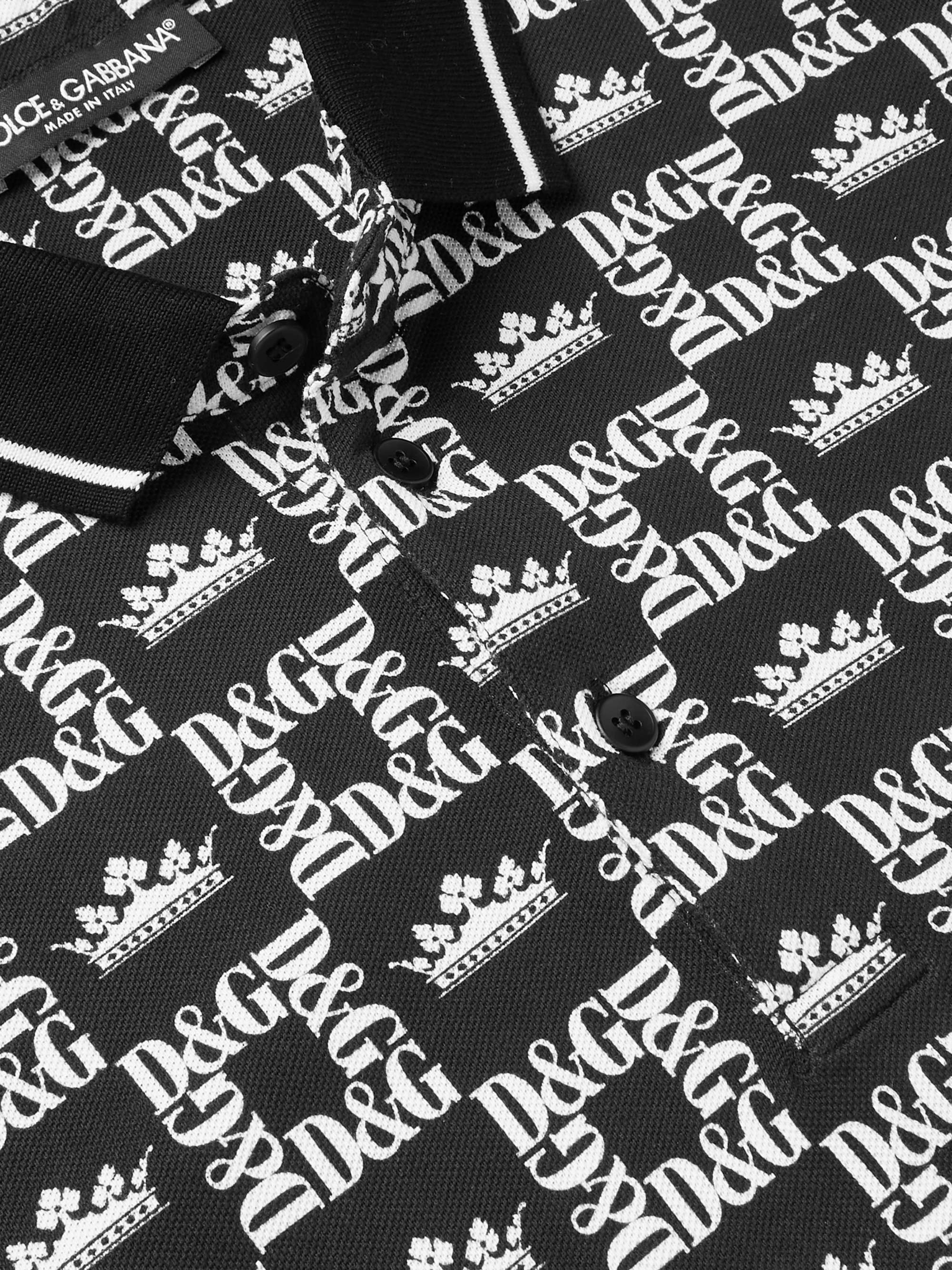 DOLCE&GABBANA Slim-Fit Printed Cotton-Piqué Polo Shirt