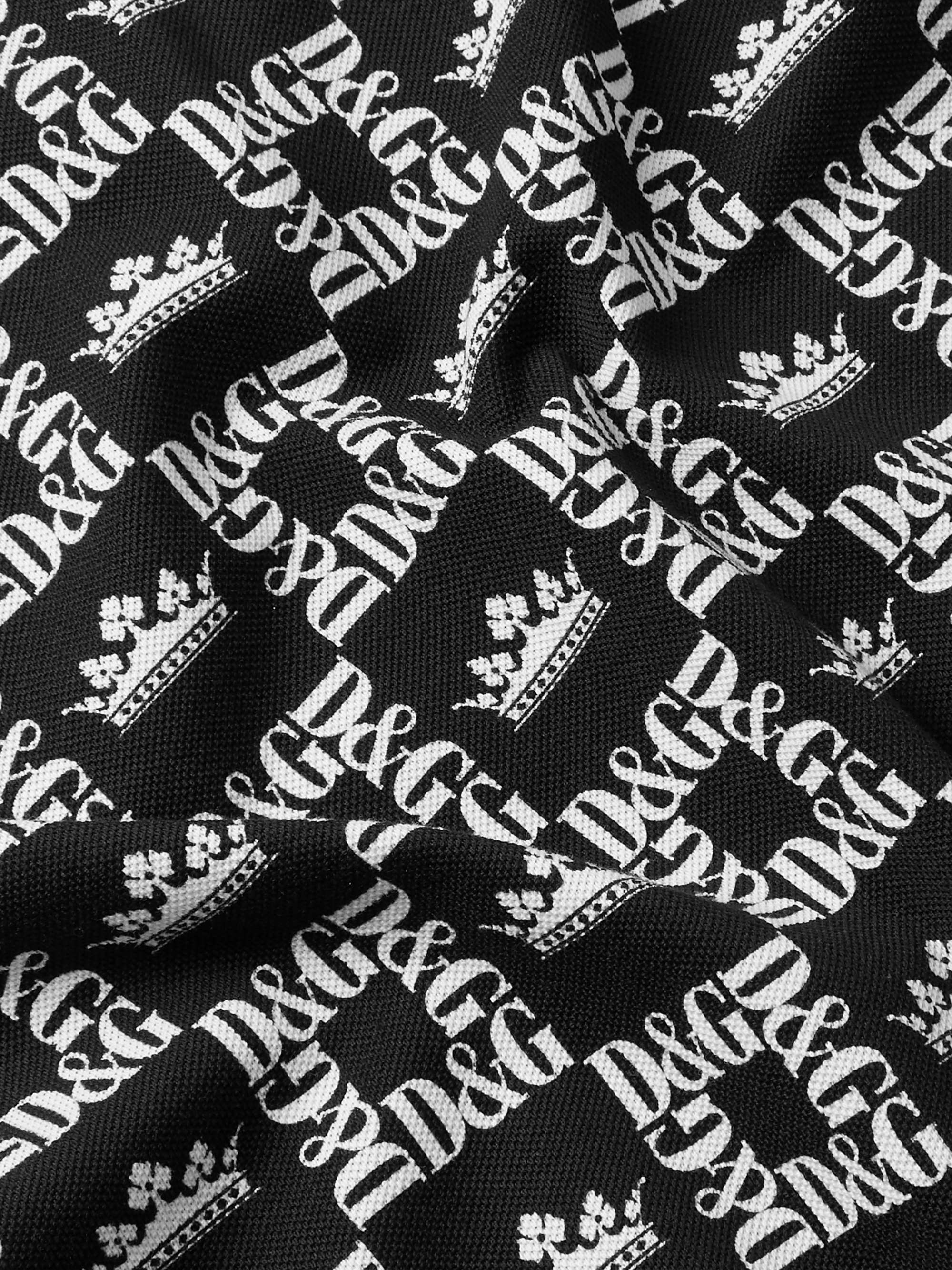 DOLCE&GABBANA Slim-Fit Printed Cotton-Piqué Polo Shirt