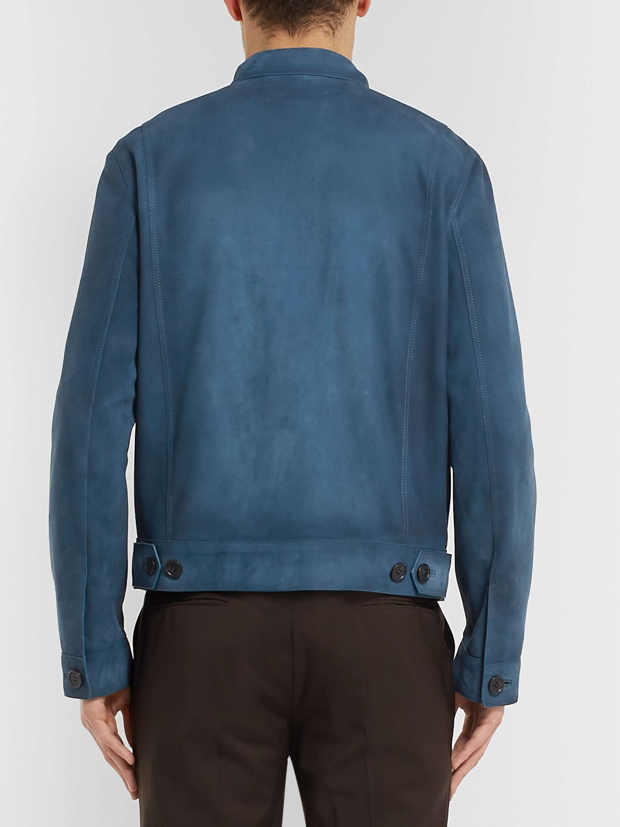 PRADA Burnished-Leather Blouson Jacket