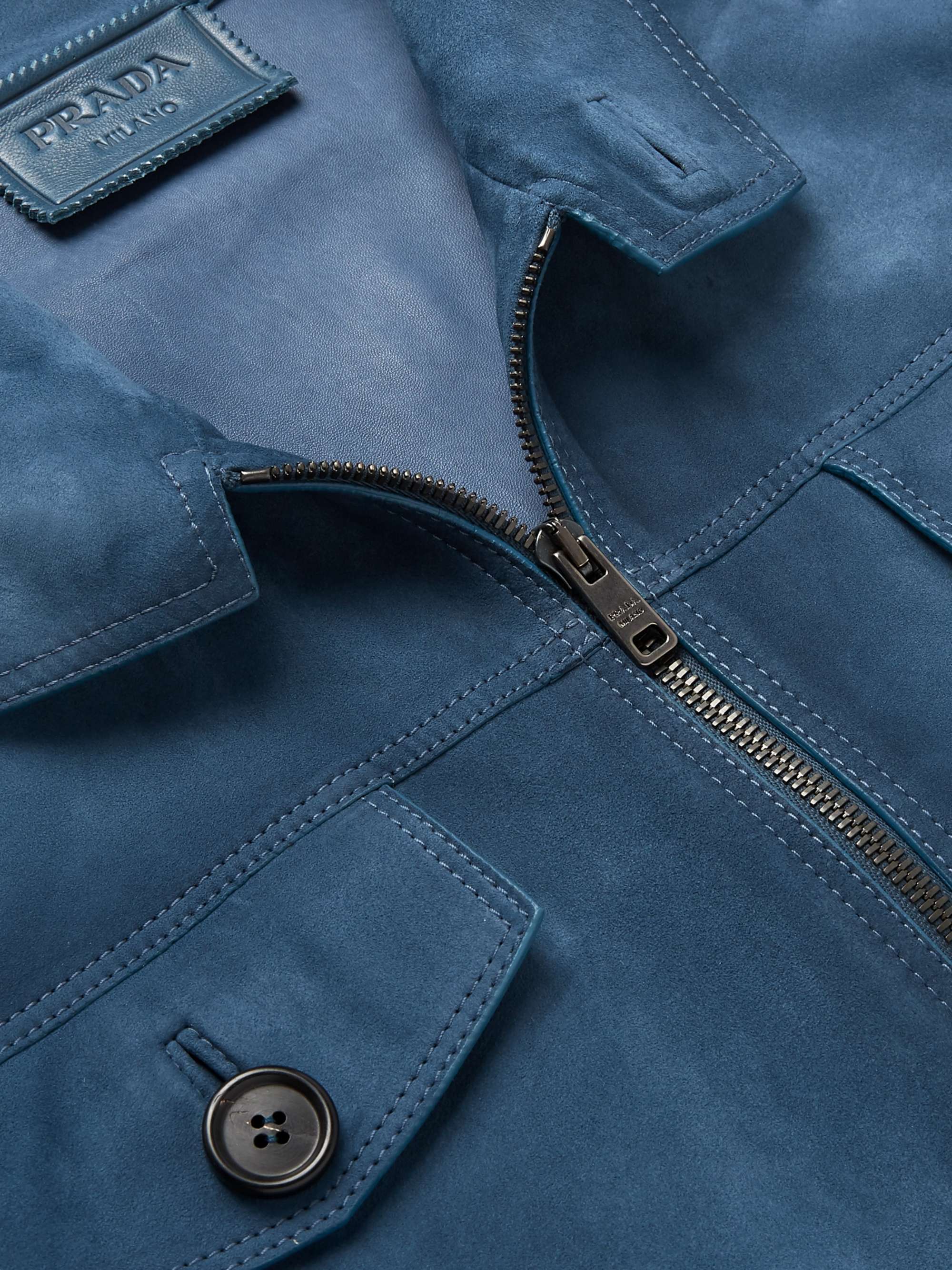 PRADA Burnished-Leather Blouson Jacket