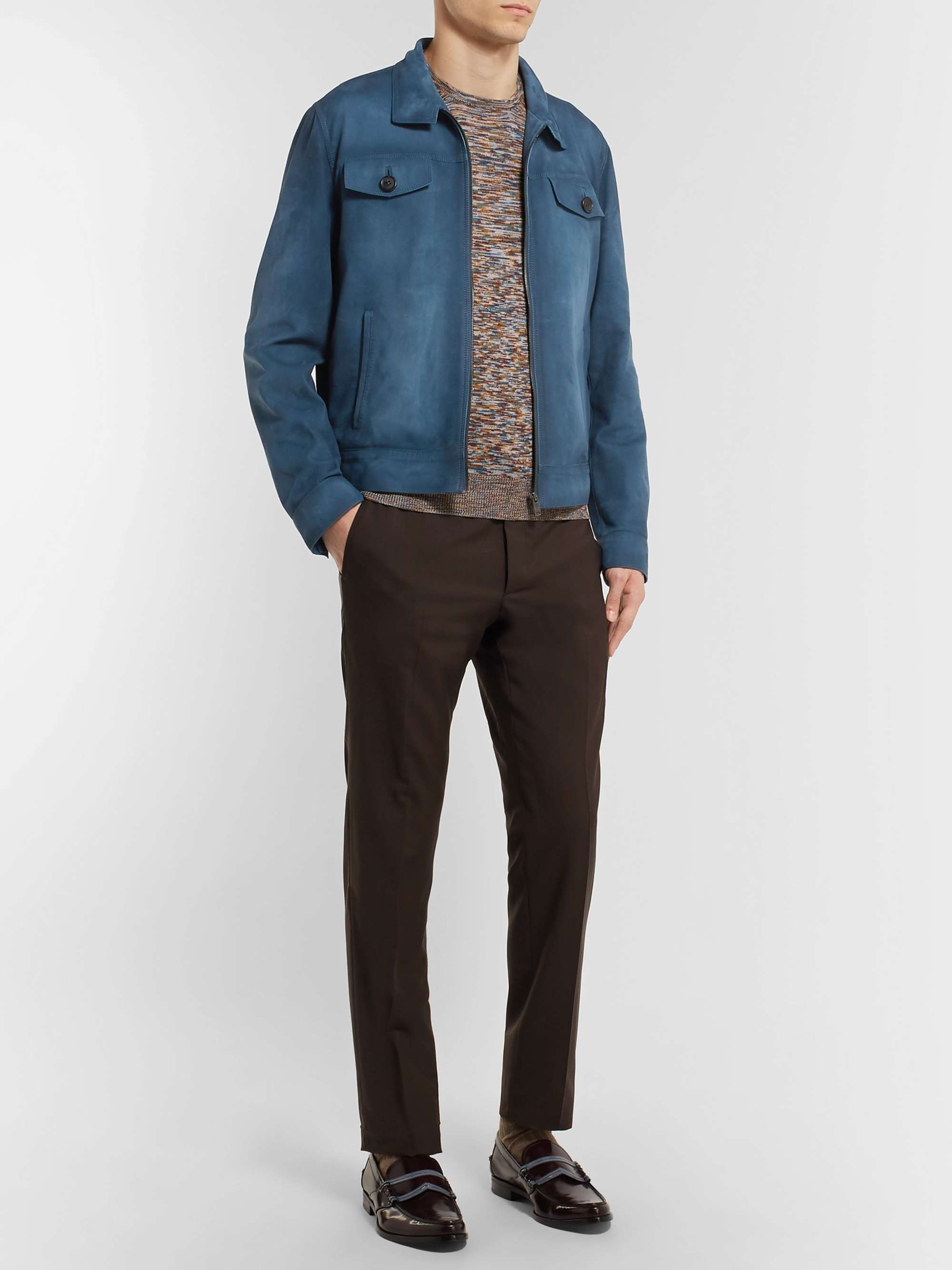 PRADA Burnished-Leather Blouson Jacket