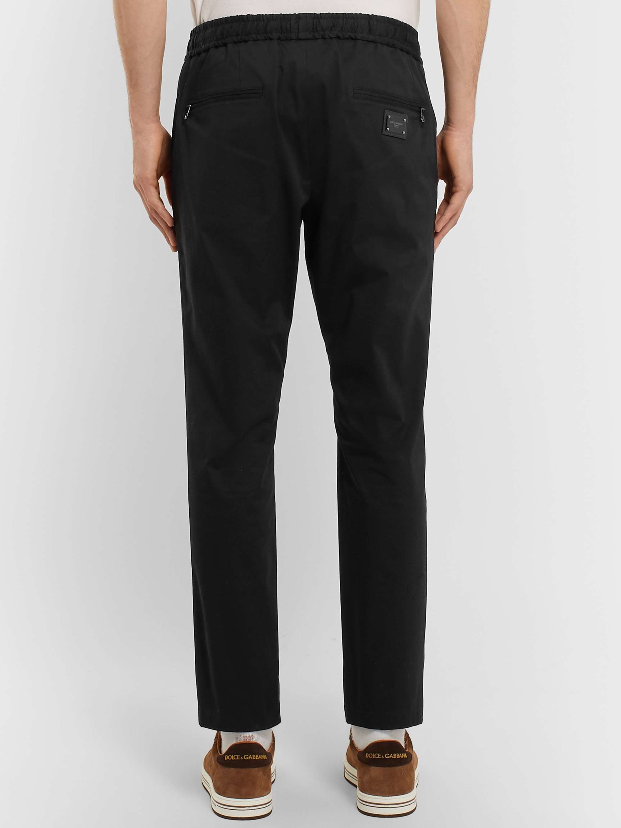 DOLCE&GABBANA Slim-Fit Tapered Stretch-Cotton Twill Drawstring Trousers