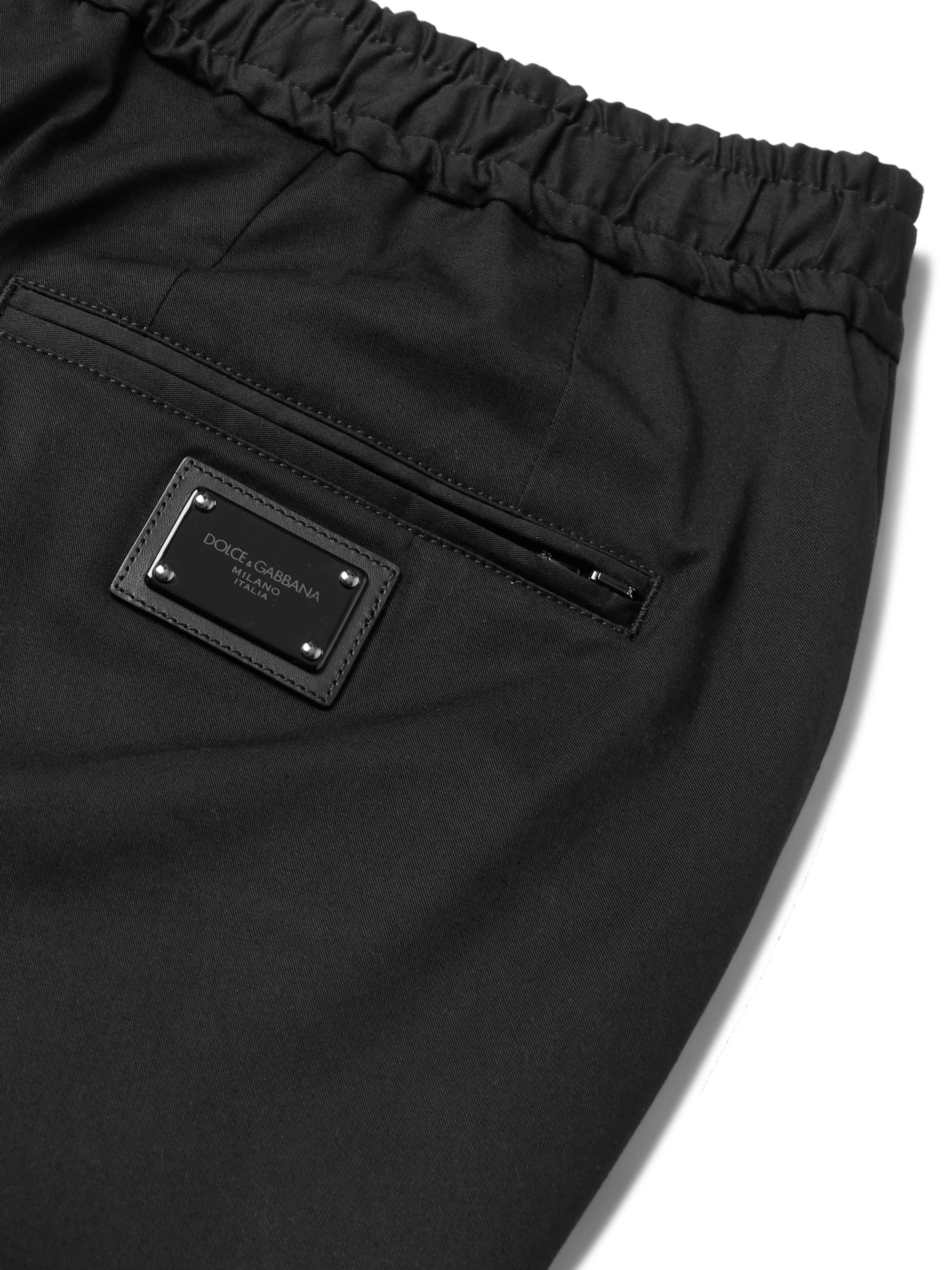 DOLCE&GABBANA Slim-Fit Tapered Stretch-Cotton Twill Drawstring Trousers