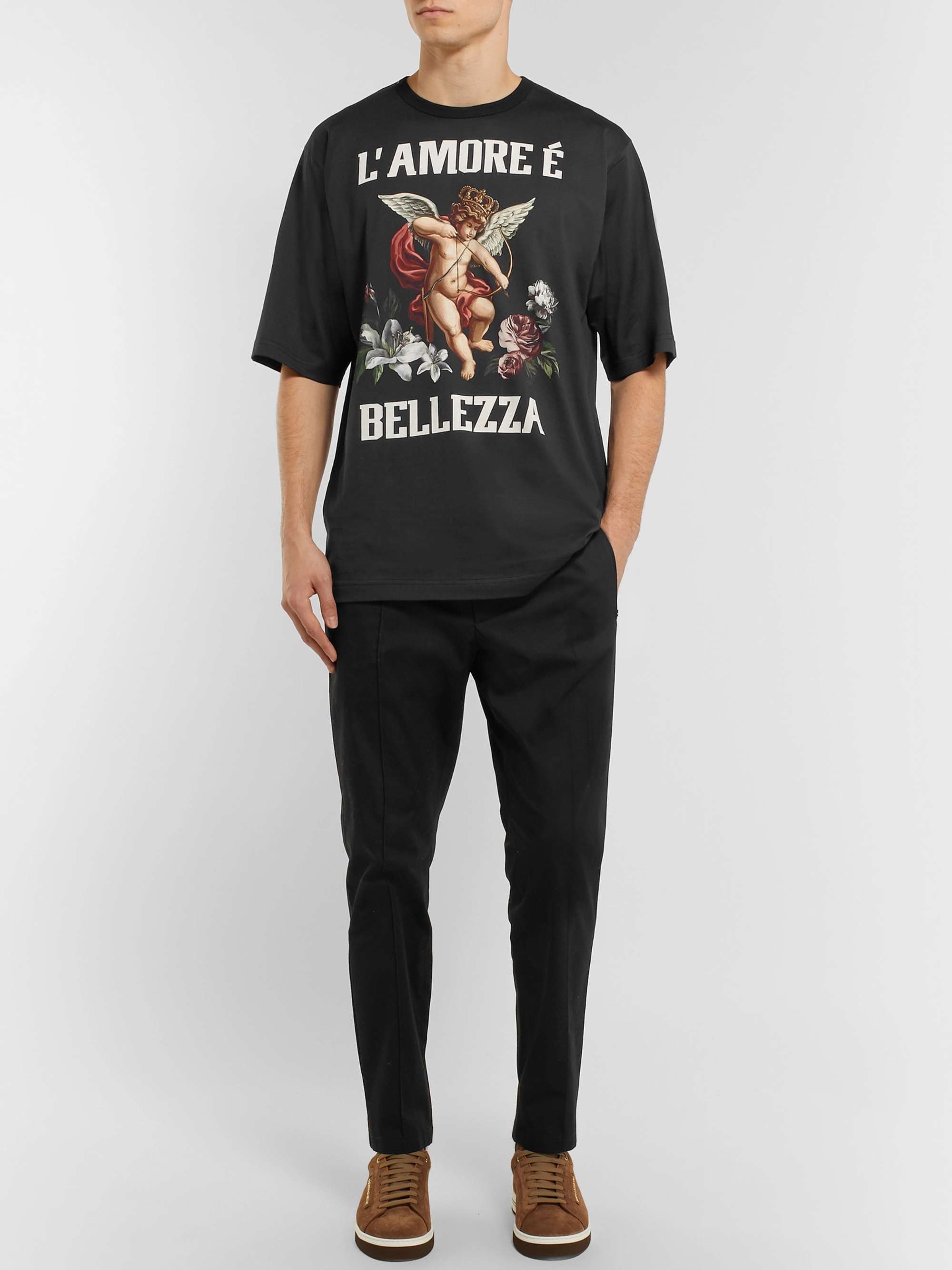 DOLCE&GABBANA Slim-Fit Tapered Stretch-Cotton Twill Drawstring Trousers