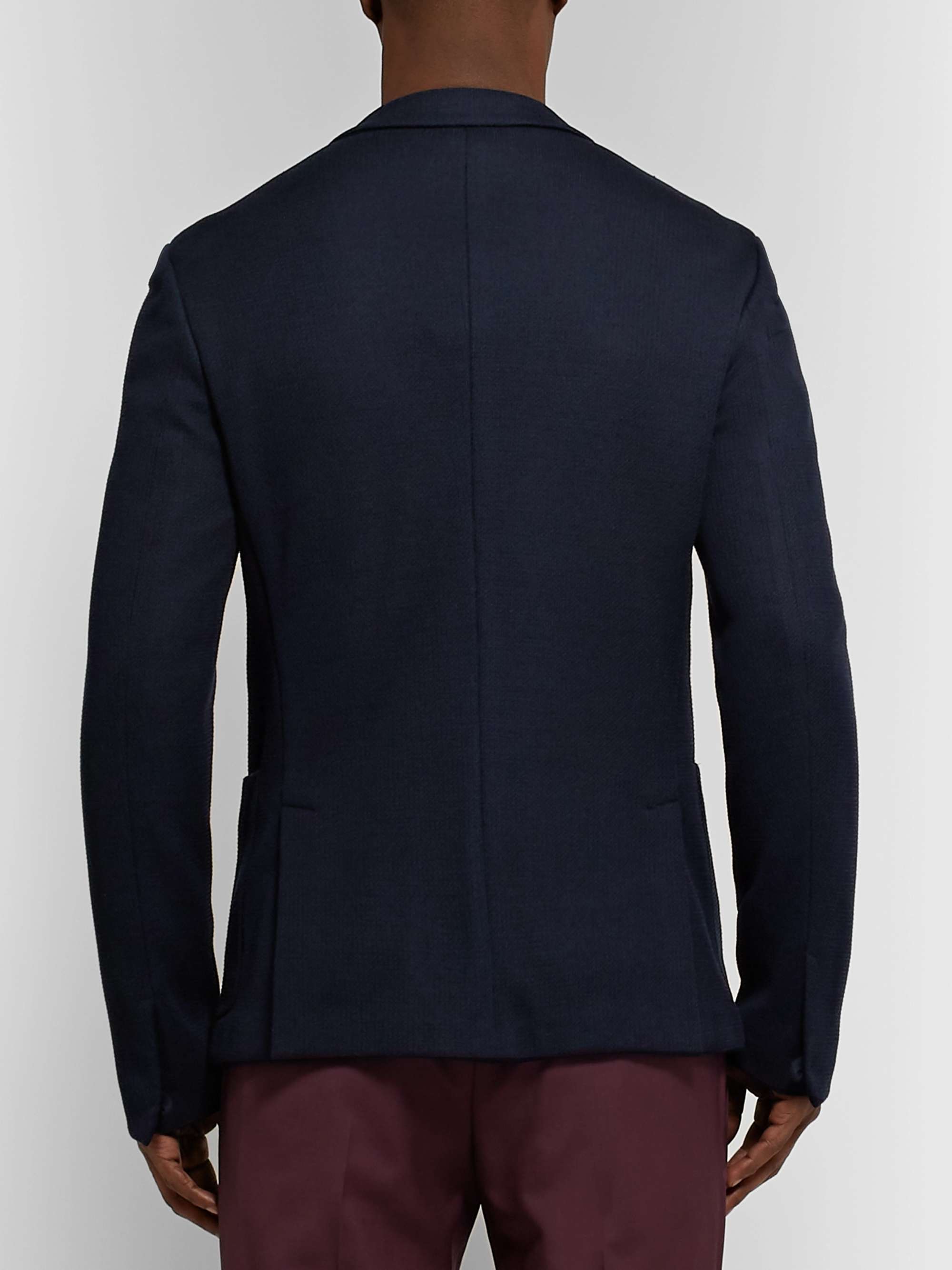 PRADA Storm-Blue Slim-Fit Cotton-Piqué Blazer