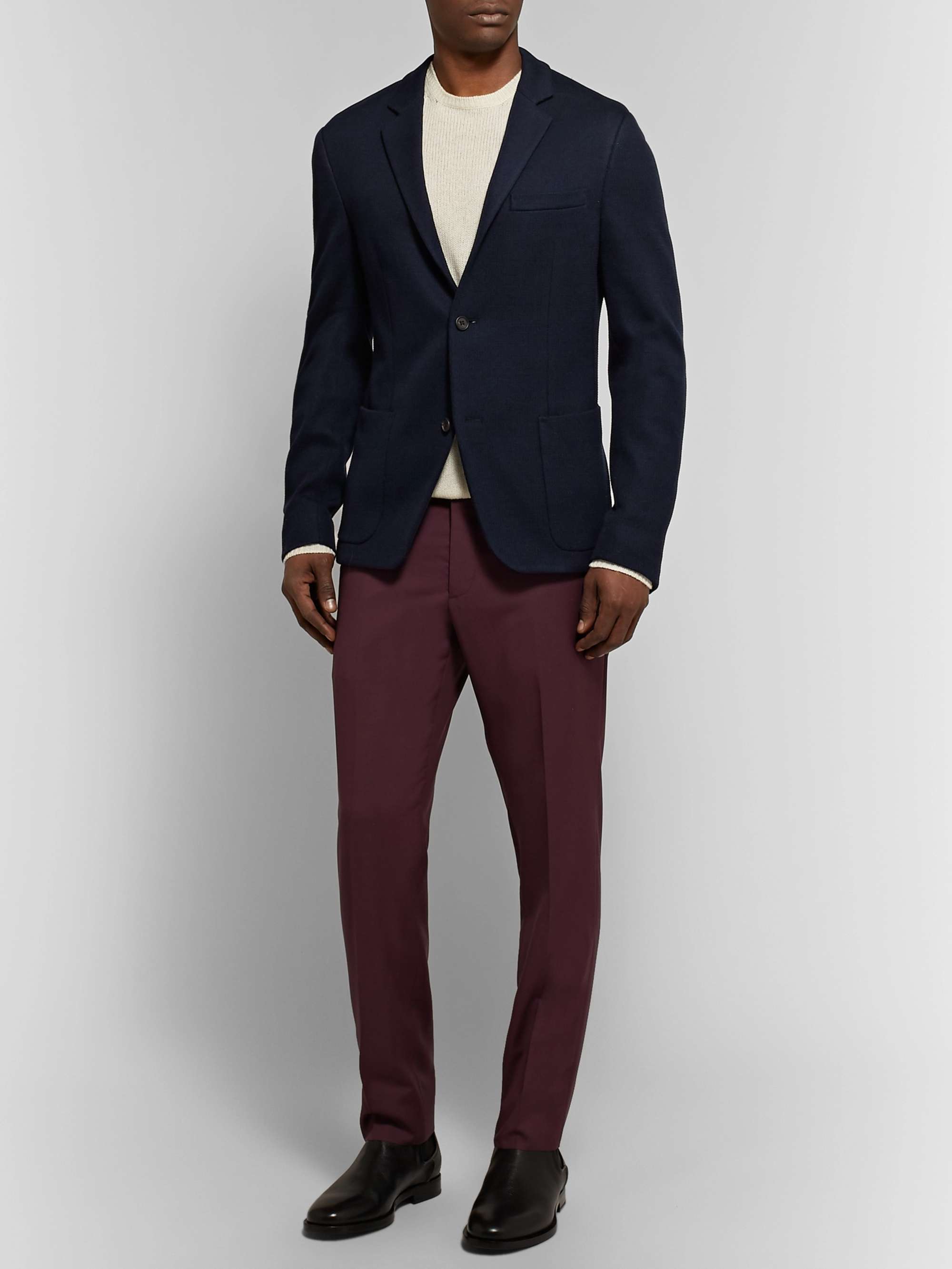 PRADA Storm-Blue Slim-Fit Cotton-Piqué Blazer