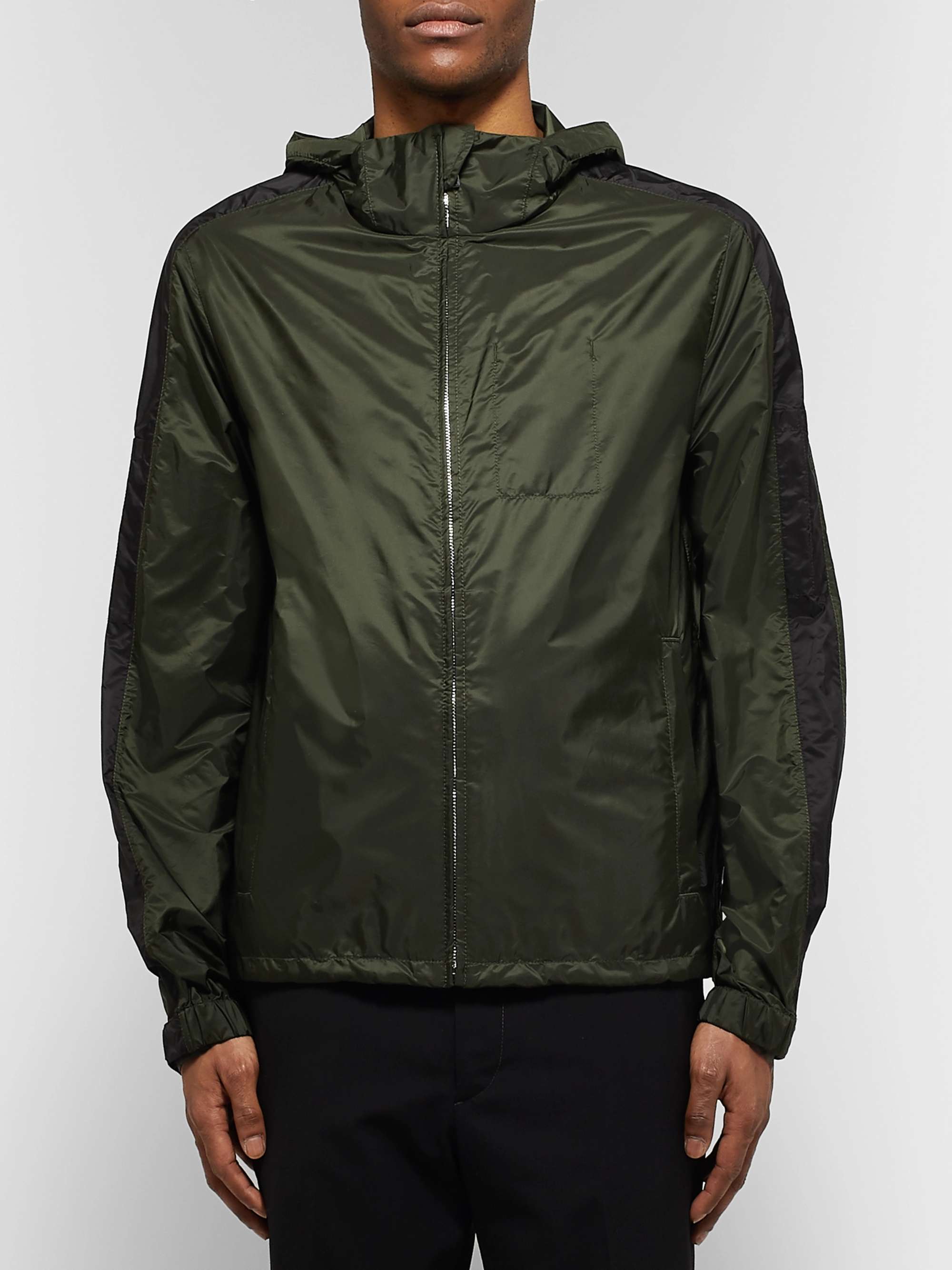 PRADA Striped Shell Hooded Jacket