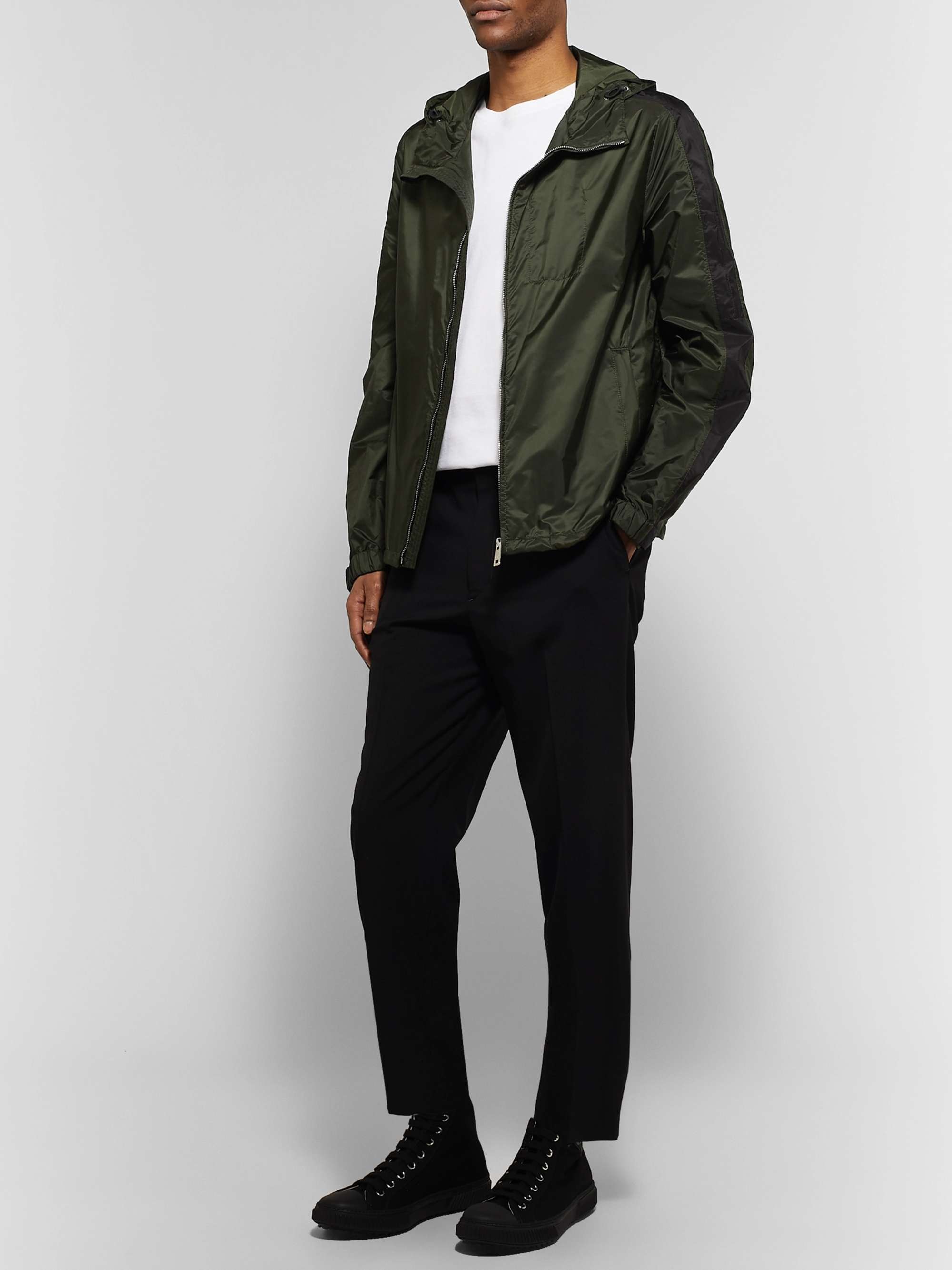 PRADA Striped Shell Hooded Jacket