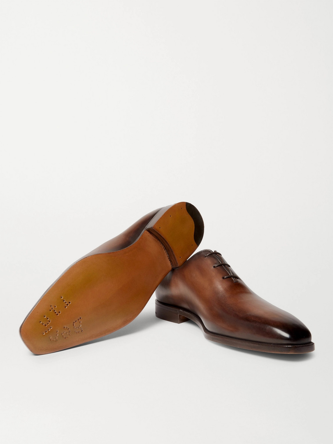 Shop Berluti Blake Whole-cut Venezia Leather Oxford Shoes In Brown