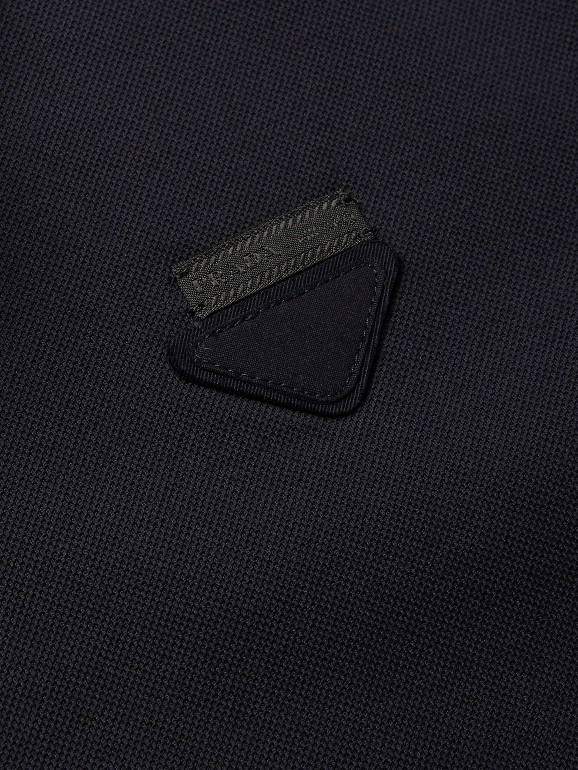 PRADA Slim-Fit Logo-Appliquéd Contrast-Tipped Cotton-Piqué Polo Shirt