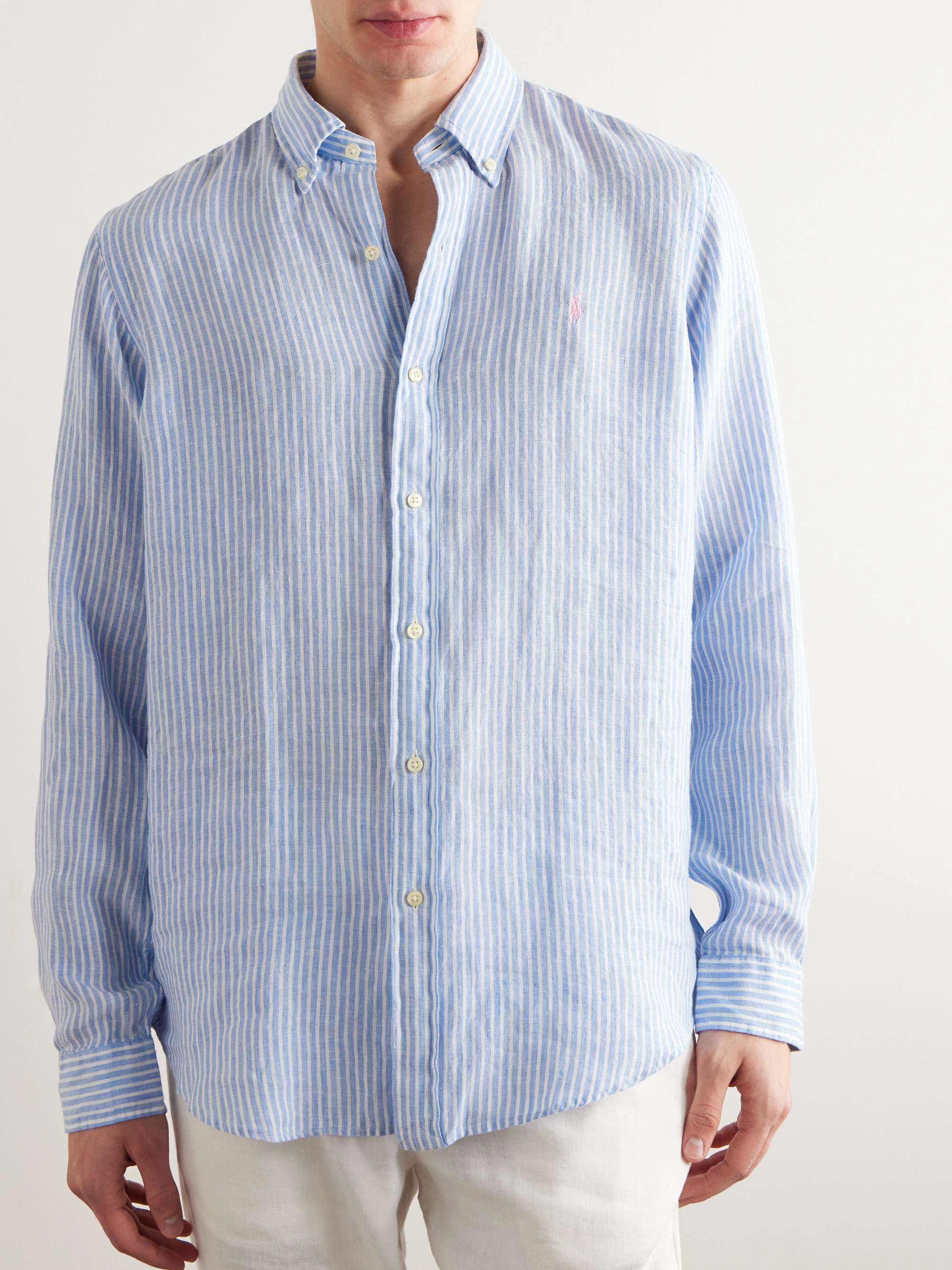 POLO RALPH LAUREN ButtonDown Collar Striped Linen Shirt for Men MR
