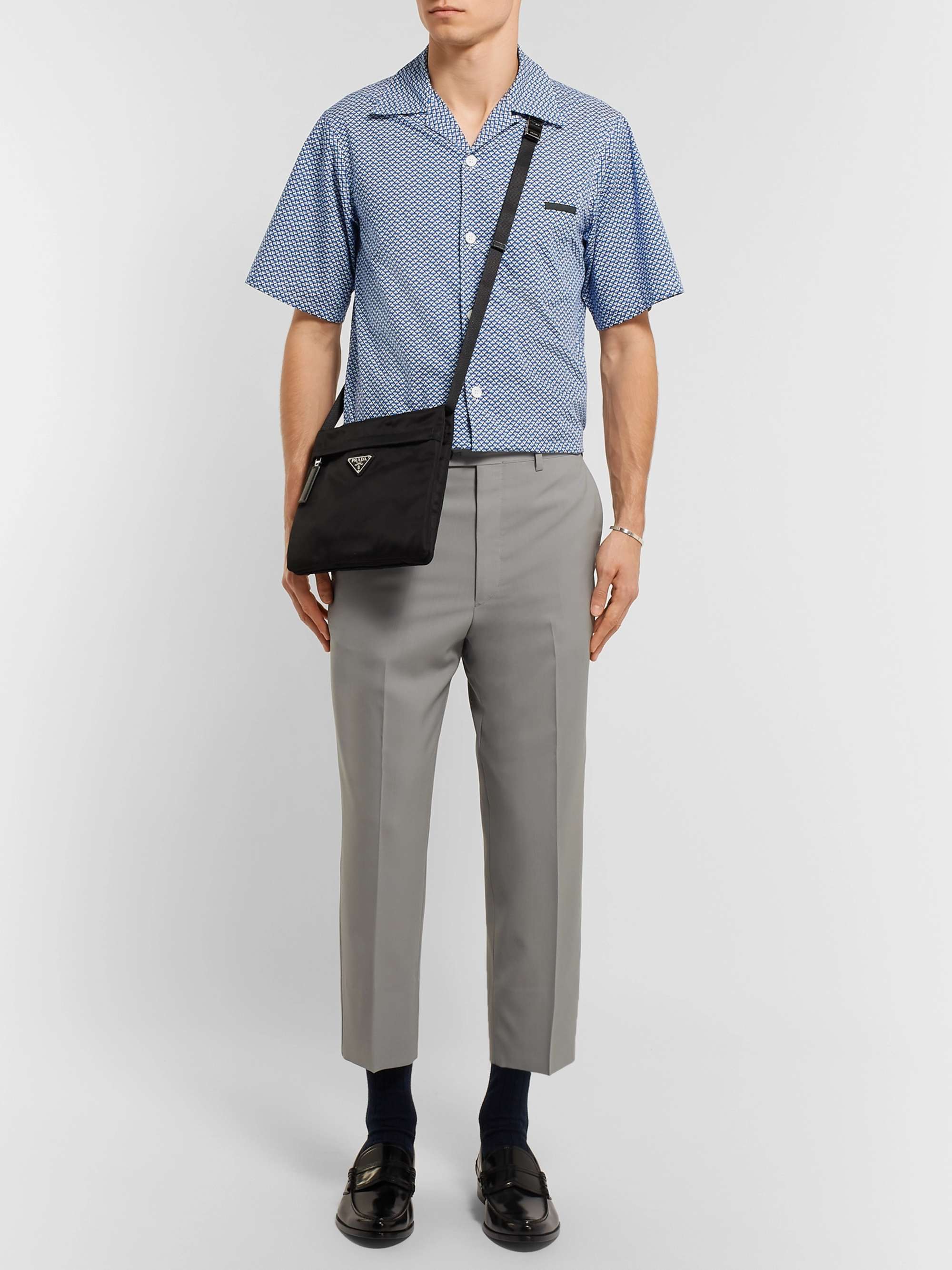 PRADA Camp-Collar Printed Cotton-Poplin Shirt