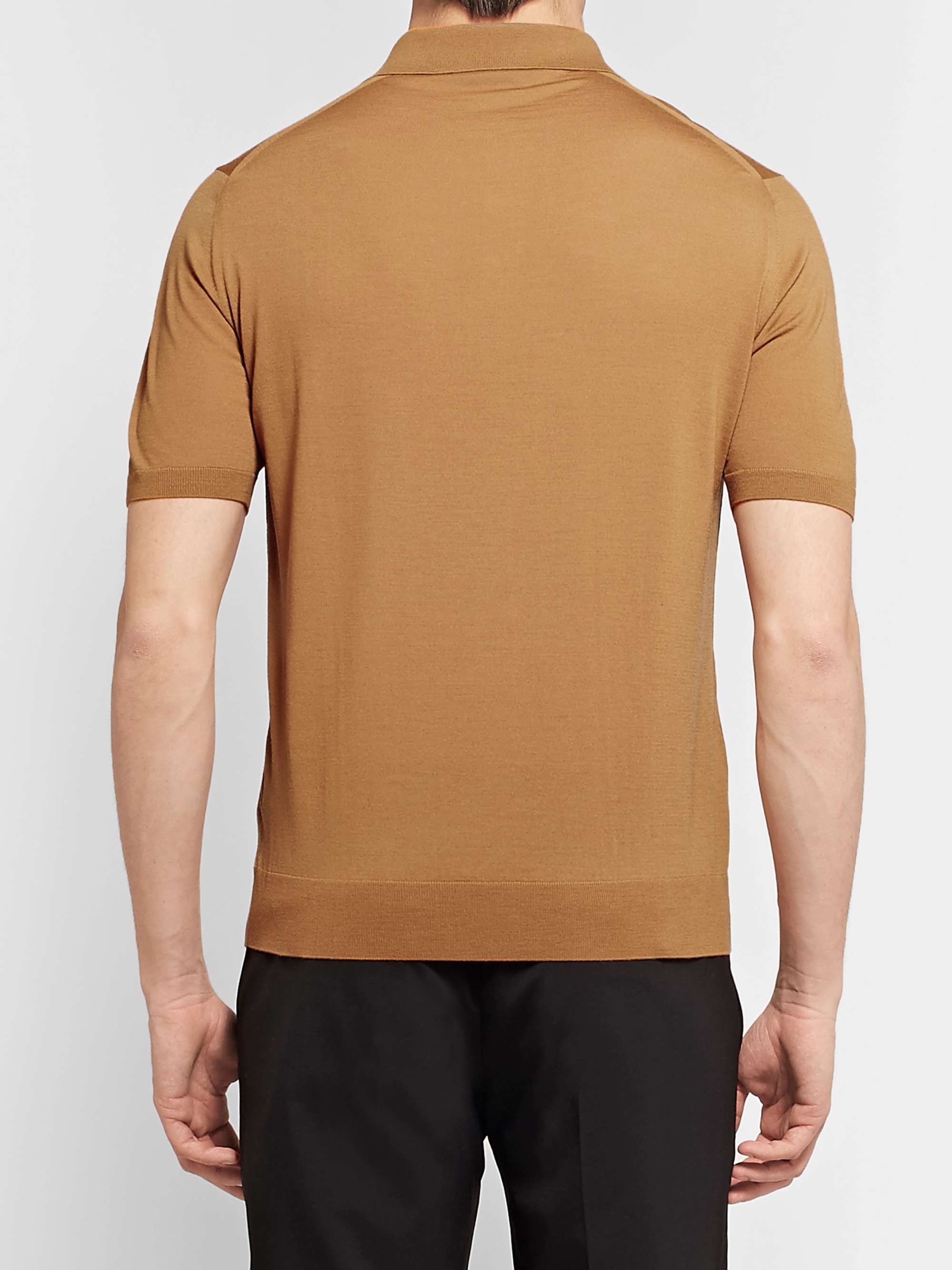 PRADA Mélange Virgin Wool Polo Shirt