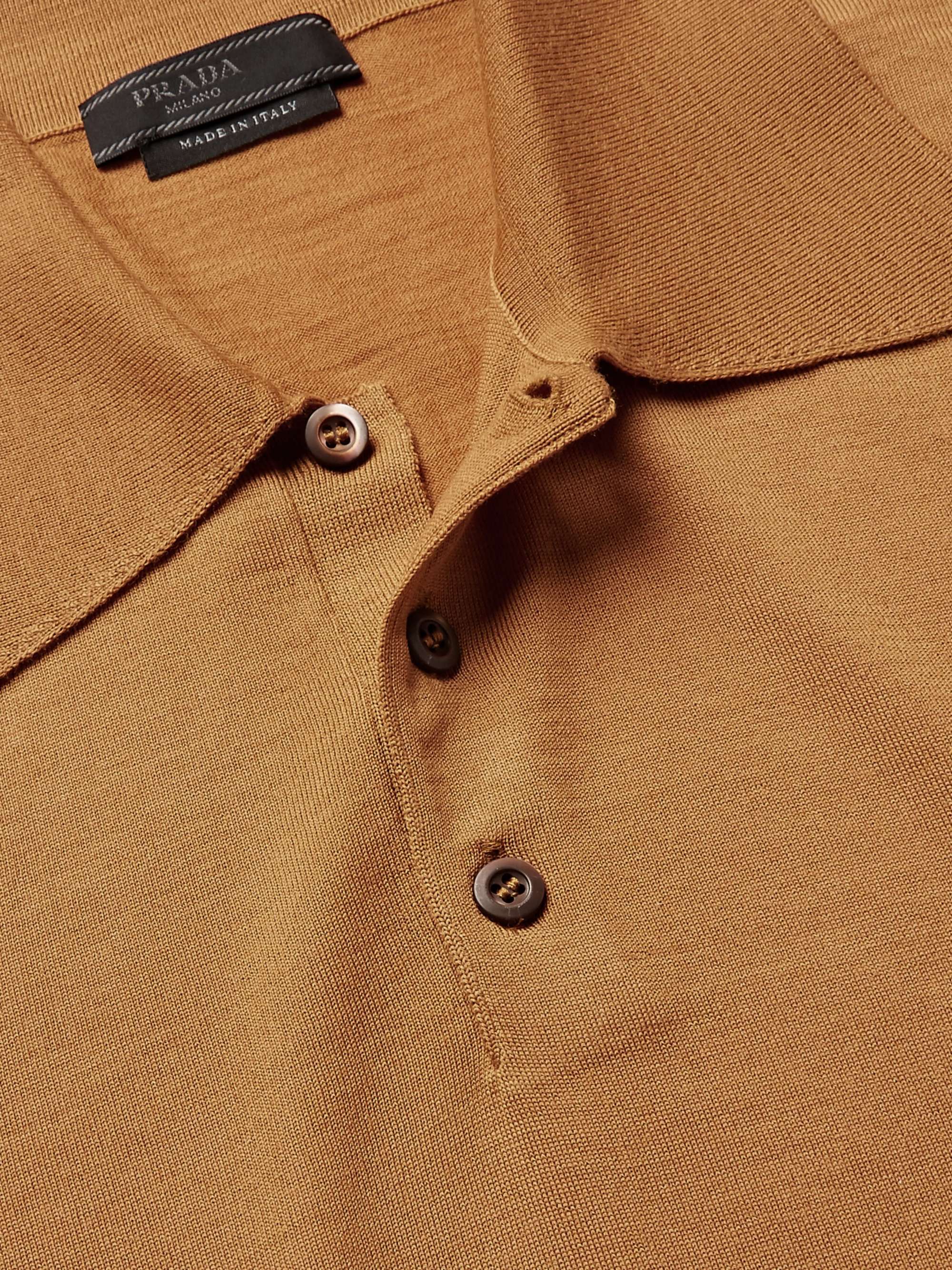 PRADA Mélange Virgin Wool Polo Shirt